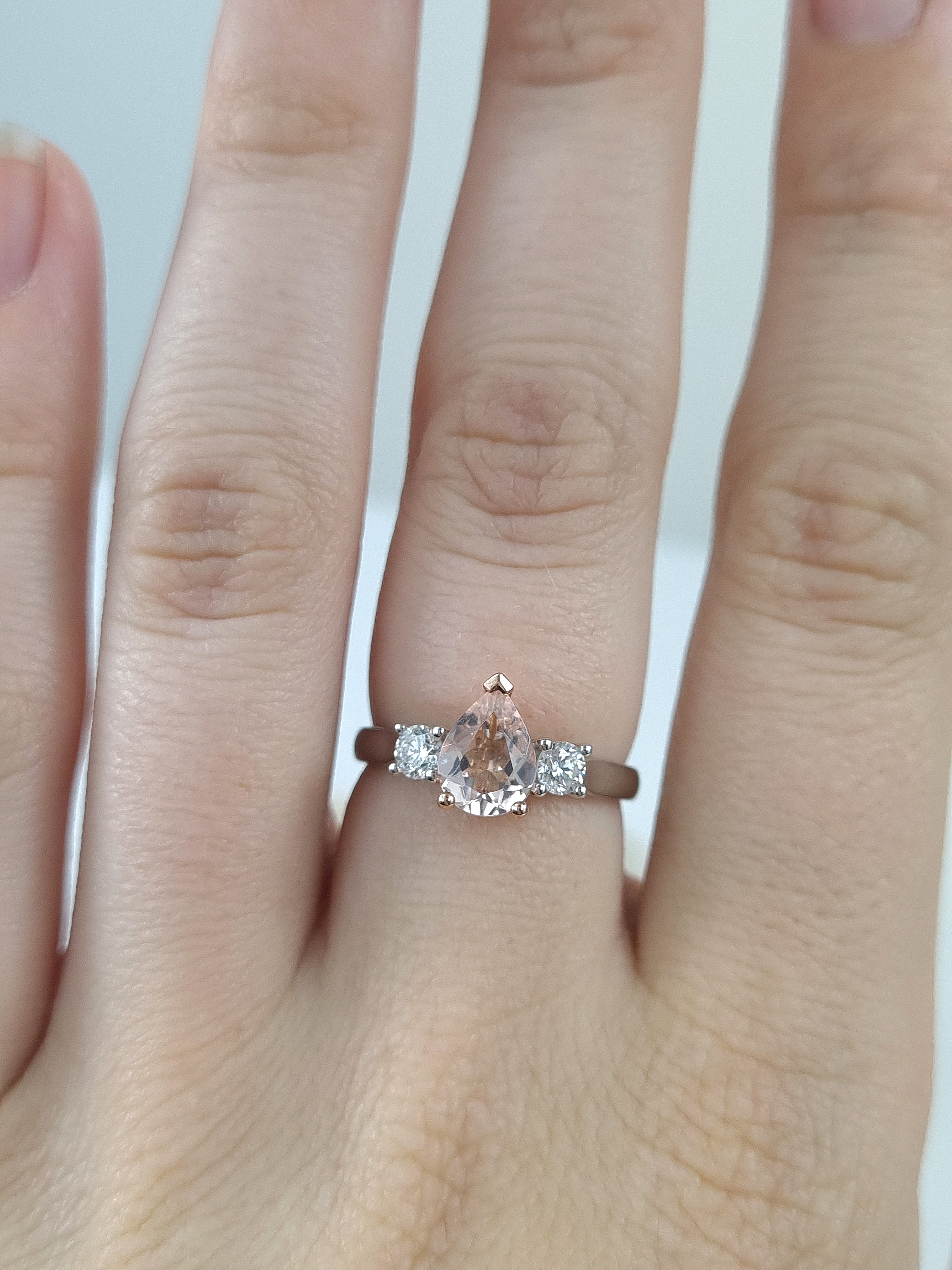 9ct Rose and White Gold Morganite and Diamond ring