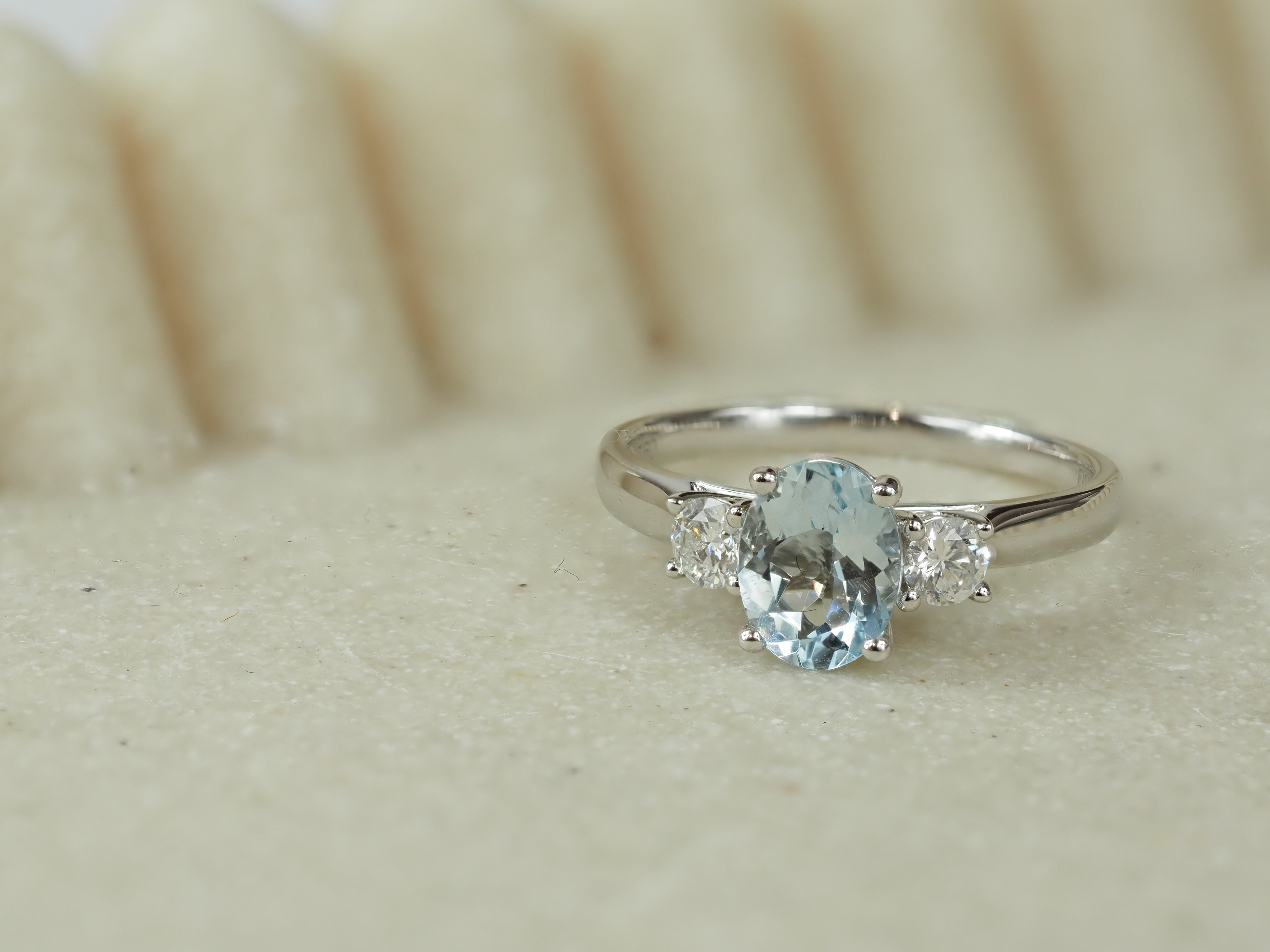 18ct White Gold Aquamarine and Diamond dress ring
