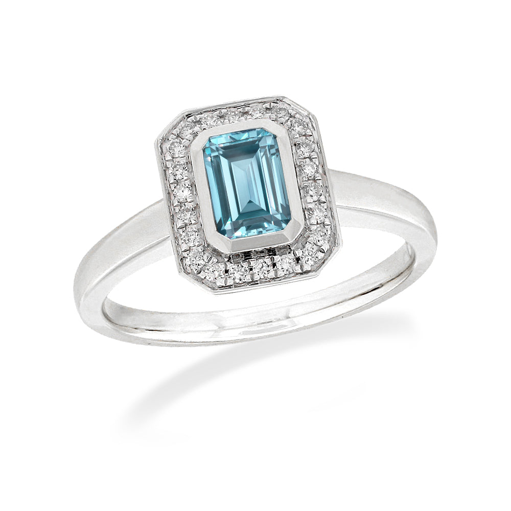 18ct White Gold Aquamarine and Diamond ring