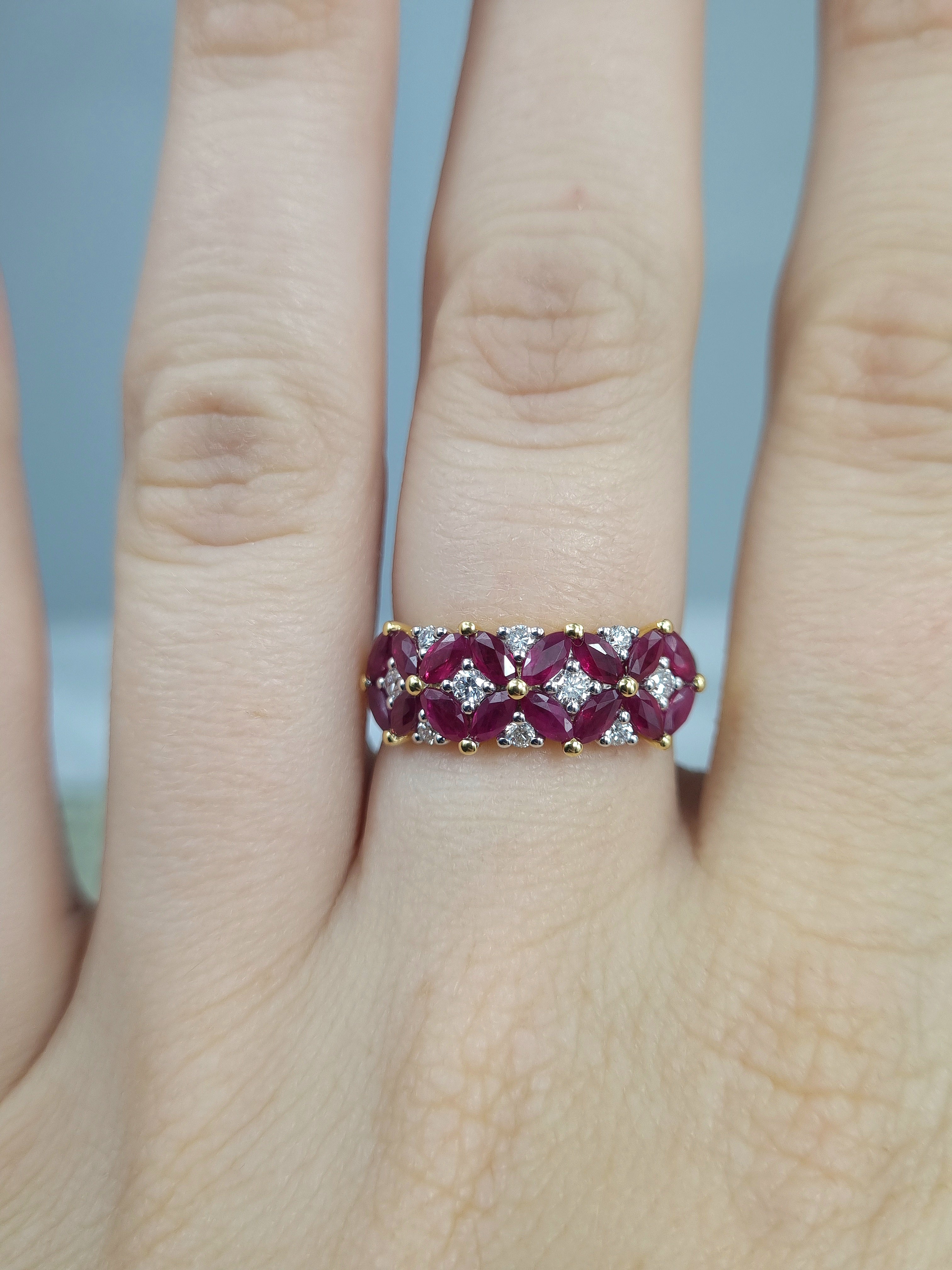 18ct Yellow and White Ruby and Diamond ring