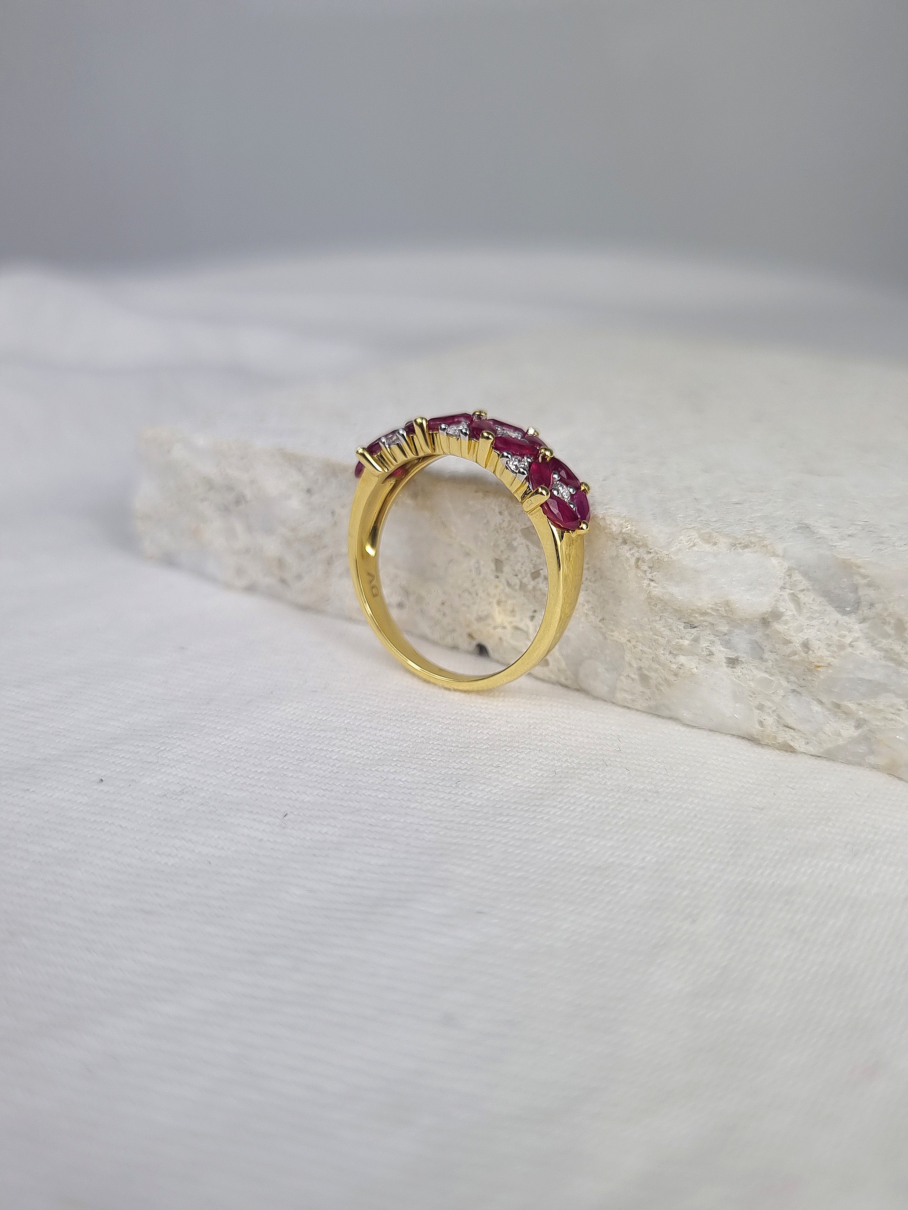 18ct Yellow and White Ruby and Diamond ring