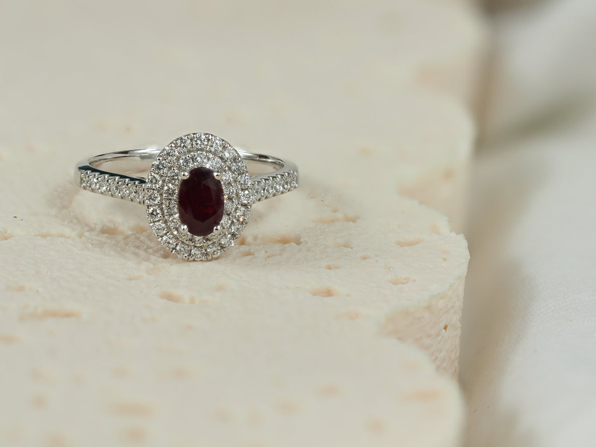 18ct White gold Ruby and Diamond ring