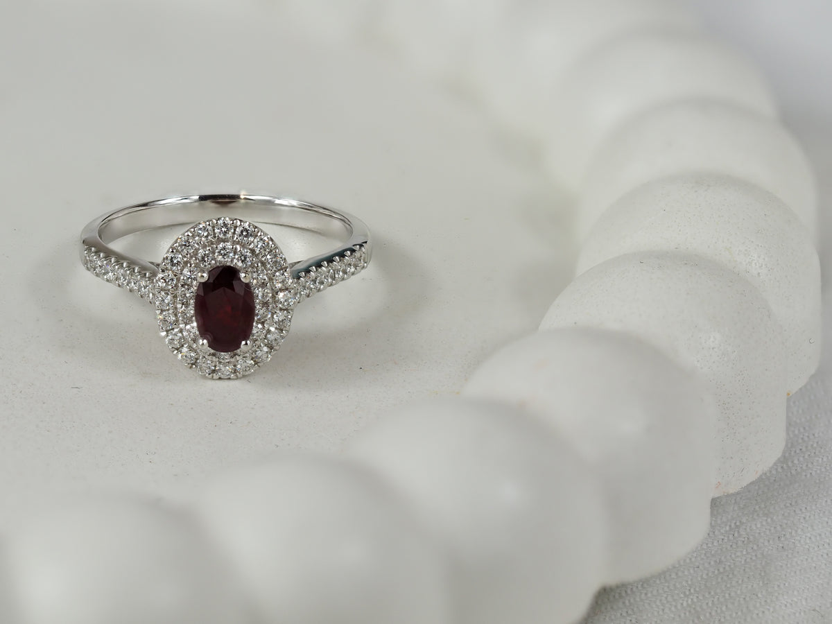 18ct White gold Ruby and Diamond ring