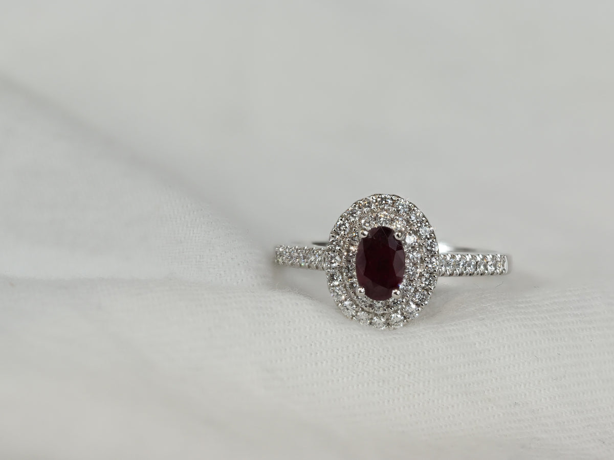 18ct White gold Ruby and Diamond ring