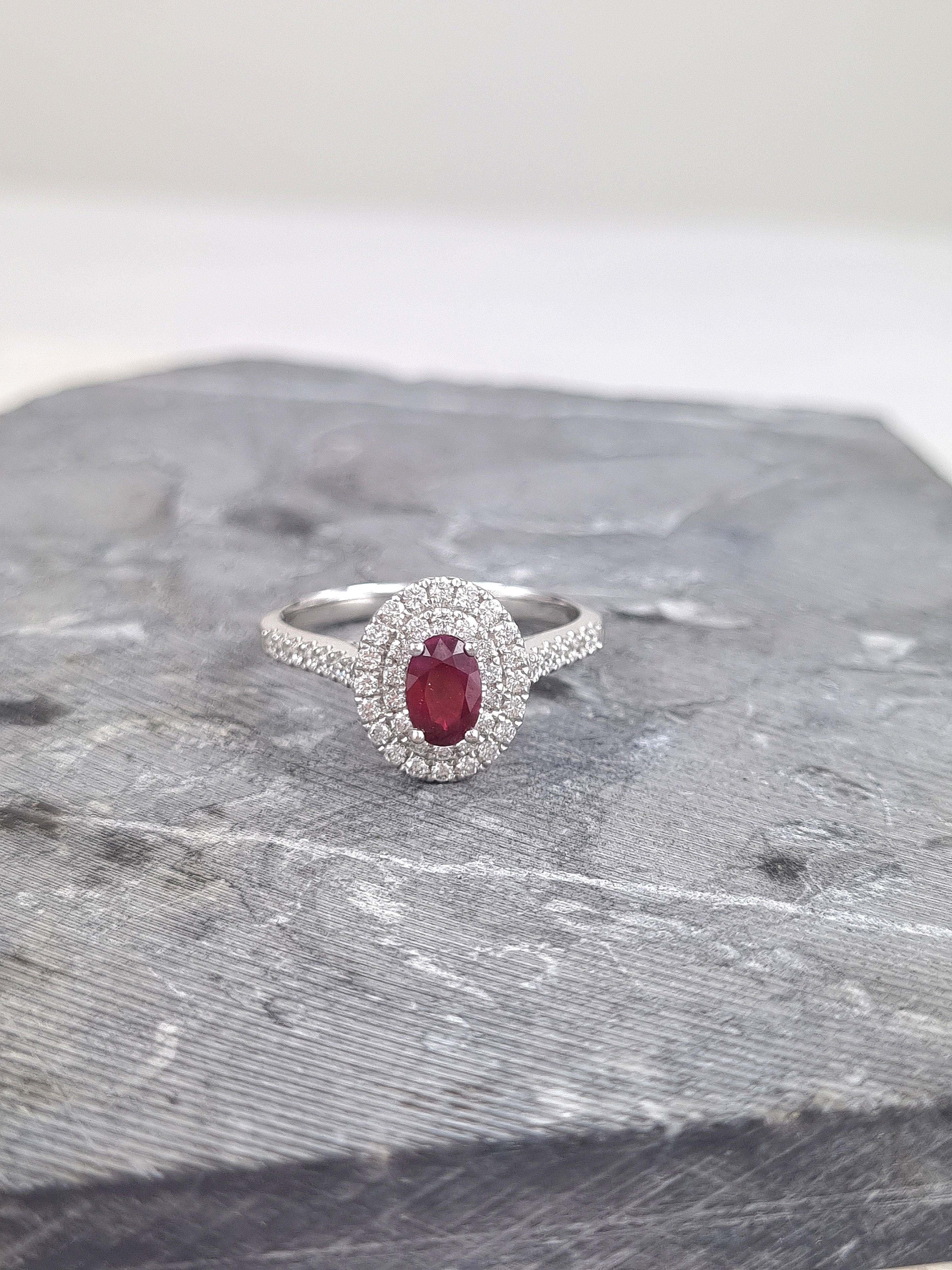 18ct White gold Ruby and Diamond ring