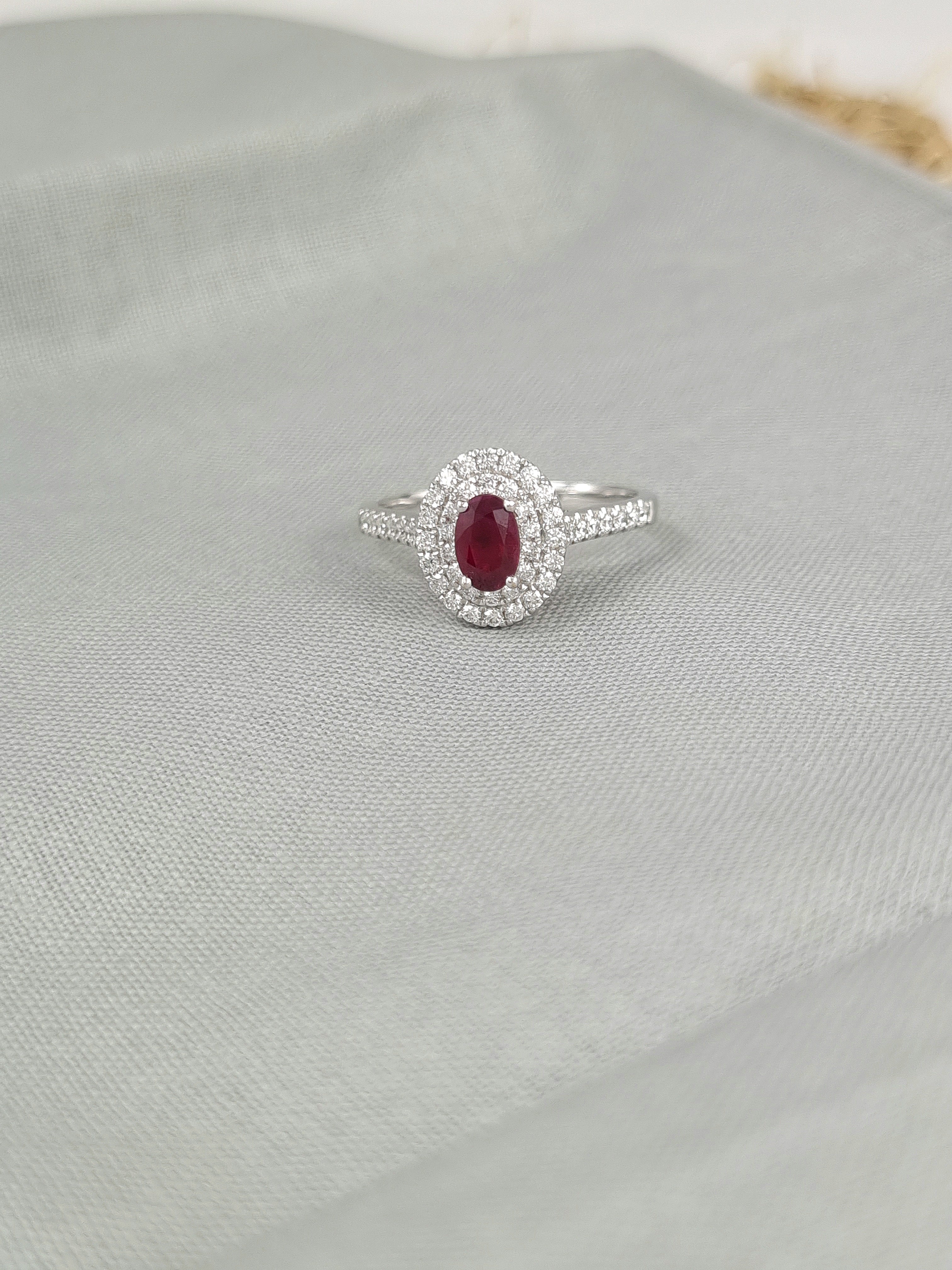 18ct White gold Ruby and Diamond ring