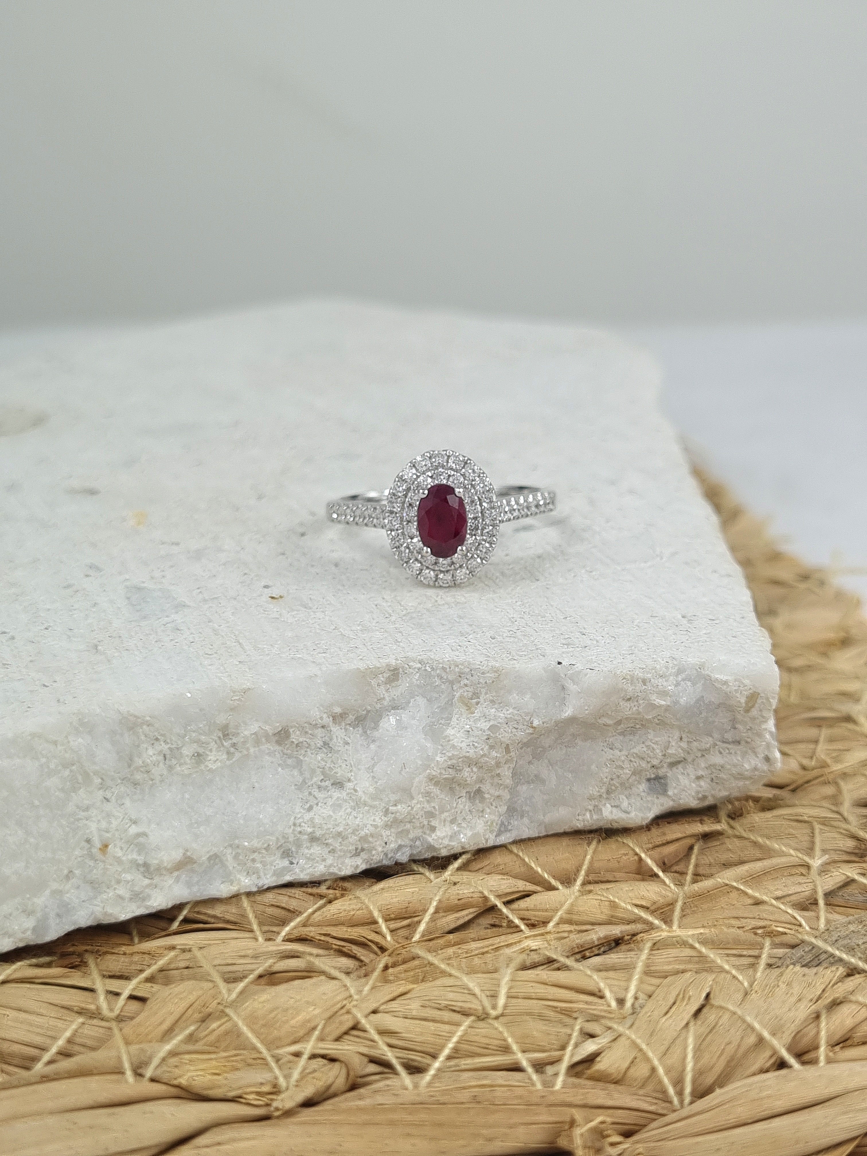 18ct White gold Ruby and Diamond ring