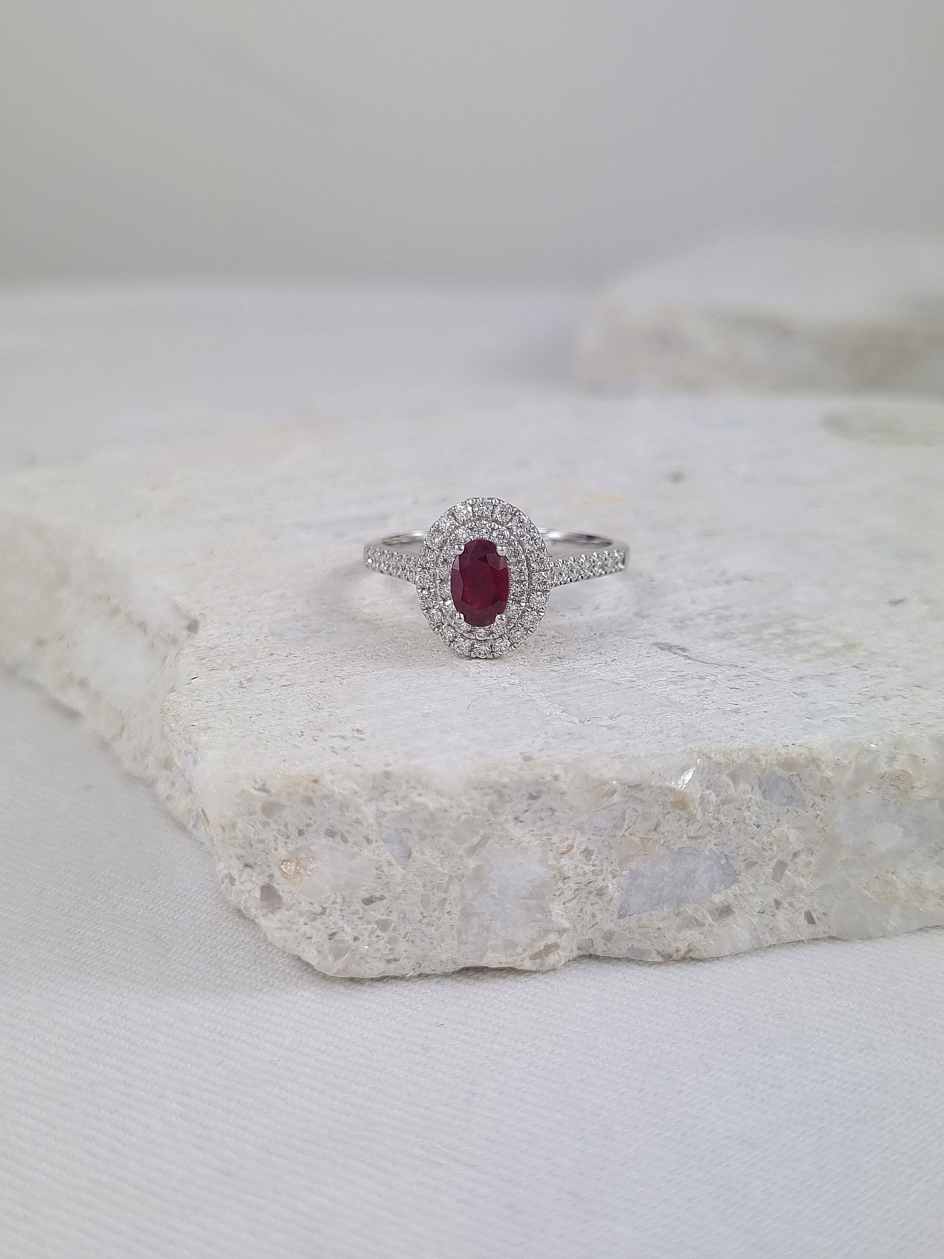 18ct White gold Ruby and Diamond ring