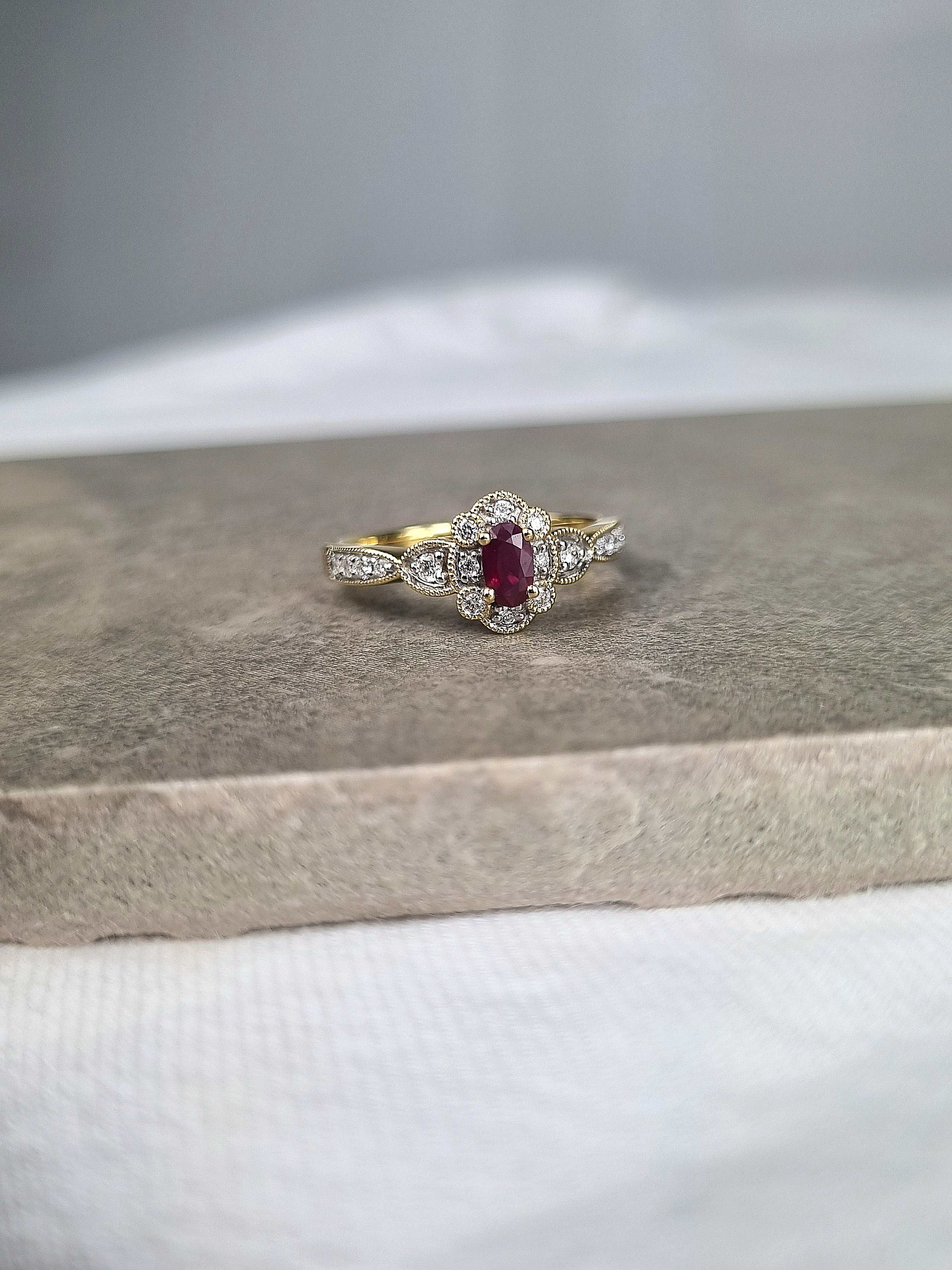 18ct Yellow and White Gold Ruby and Diamond ring