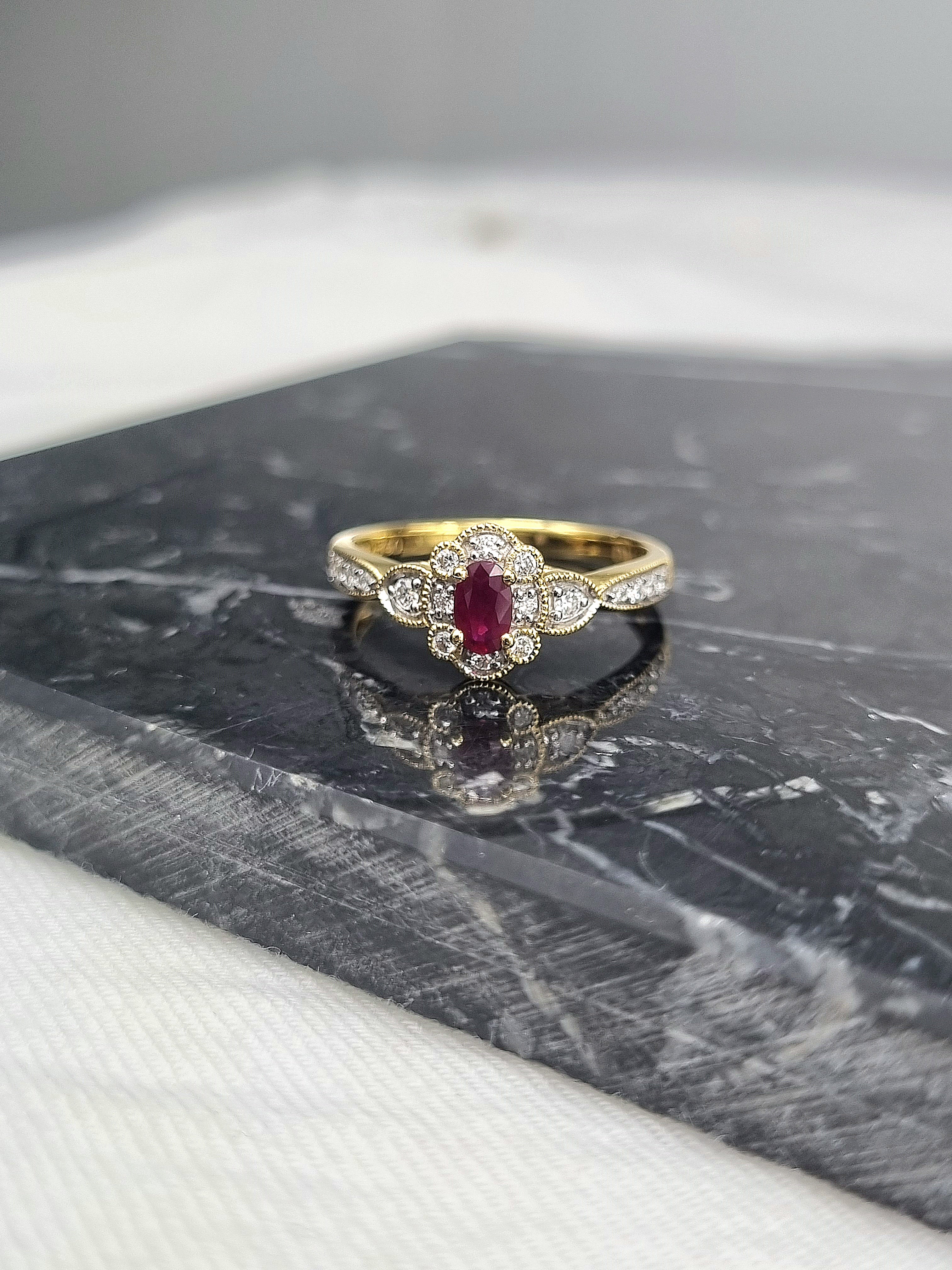 18ct Yellow and White Gold Ruby and Diamond ring