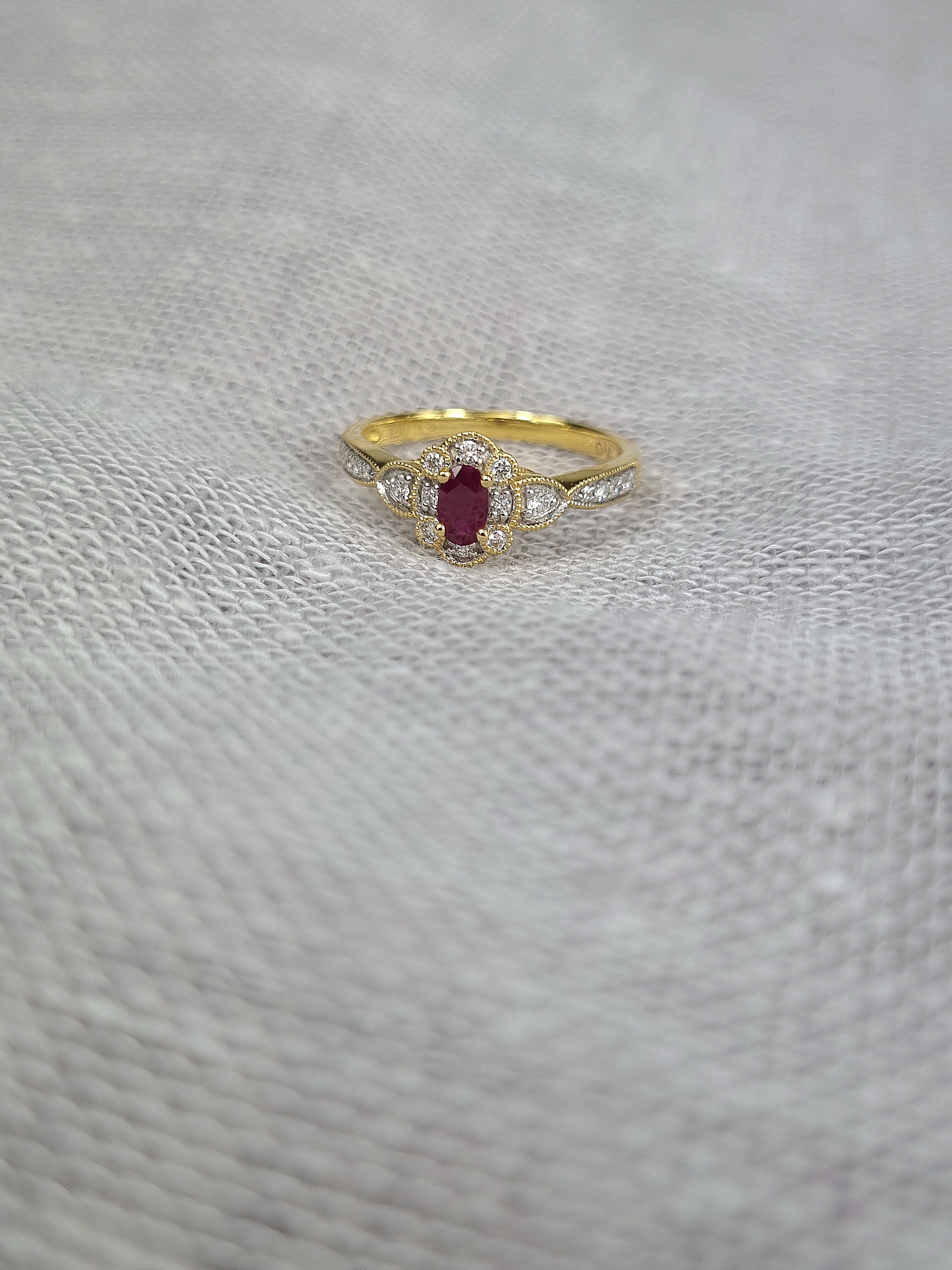 18ct Yellow and White Gold Ruby and Diamond ring