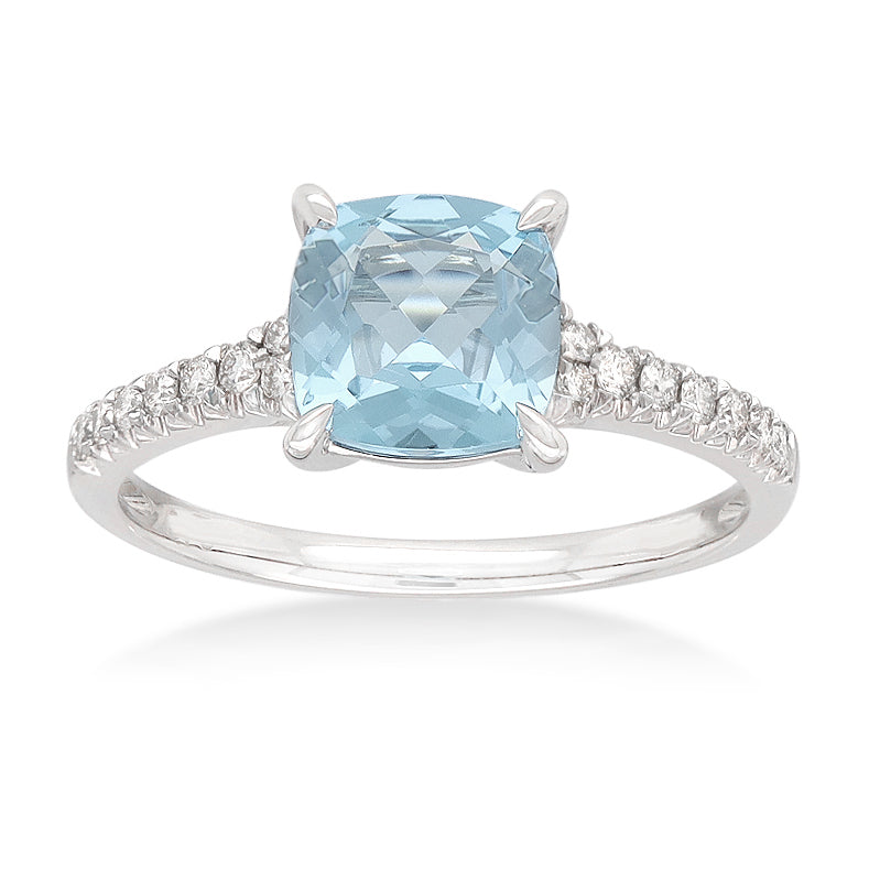 18ct White Gold Aquamarine and Diamond ring