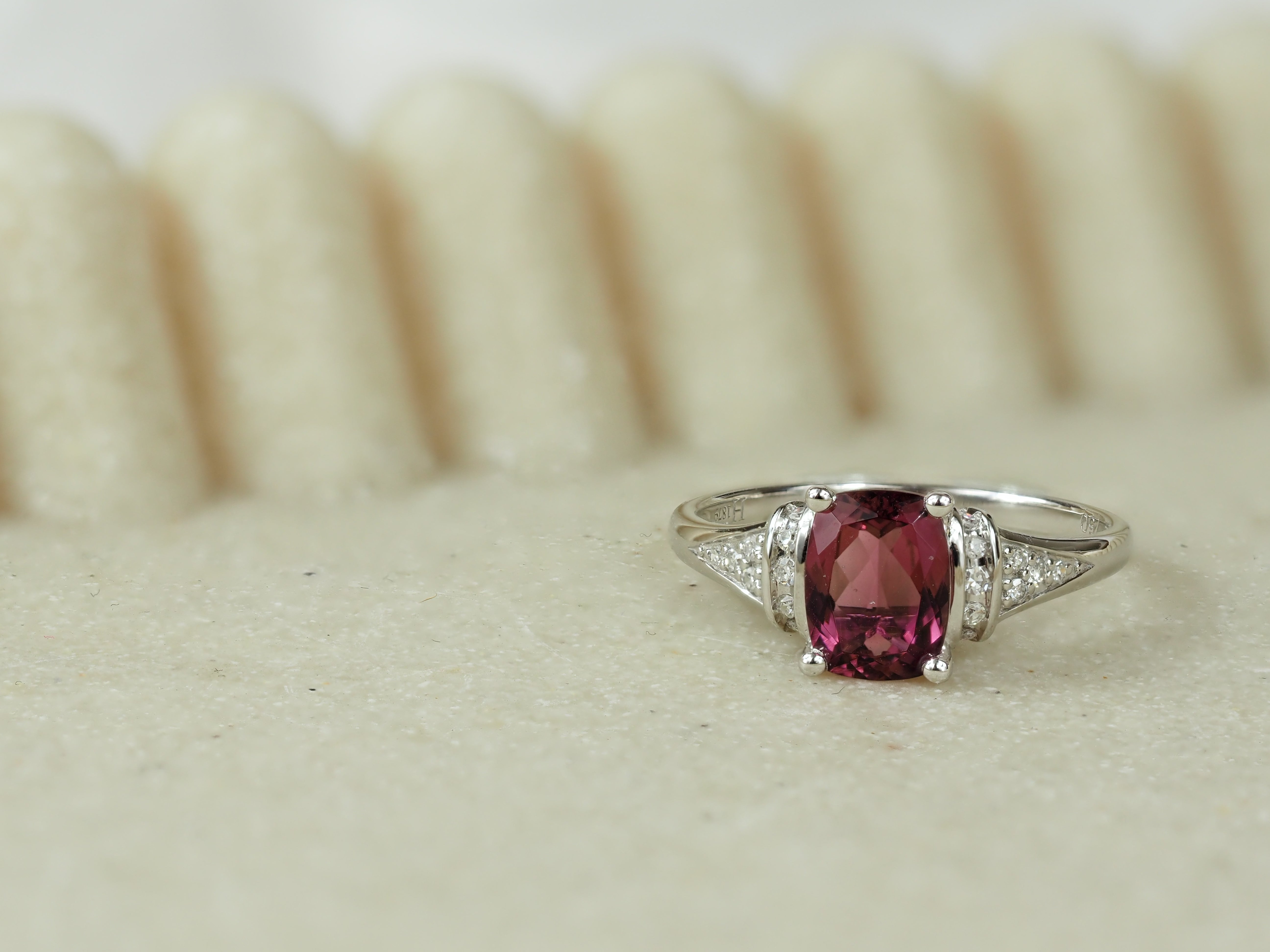 18ct White Gold Pink Tourmaline and Diamond Ring