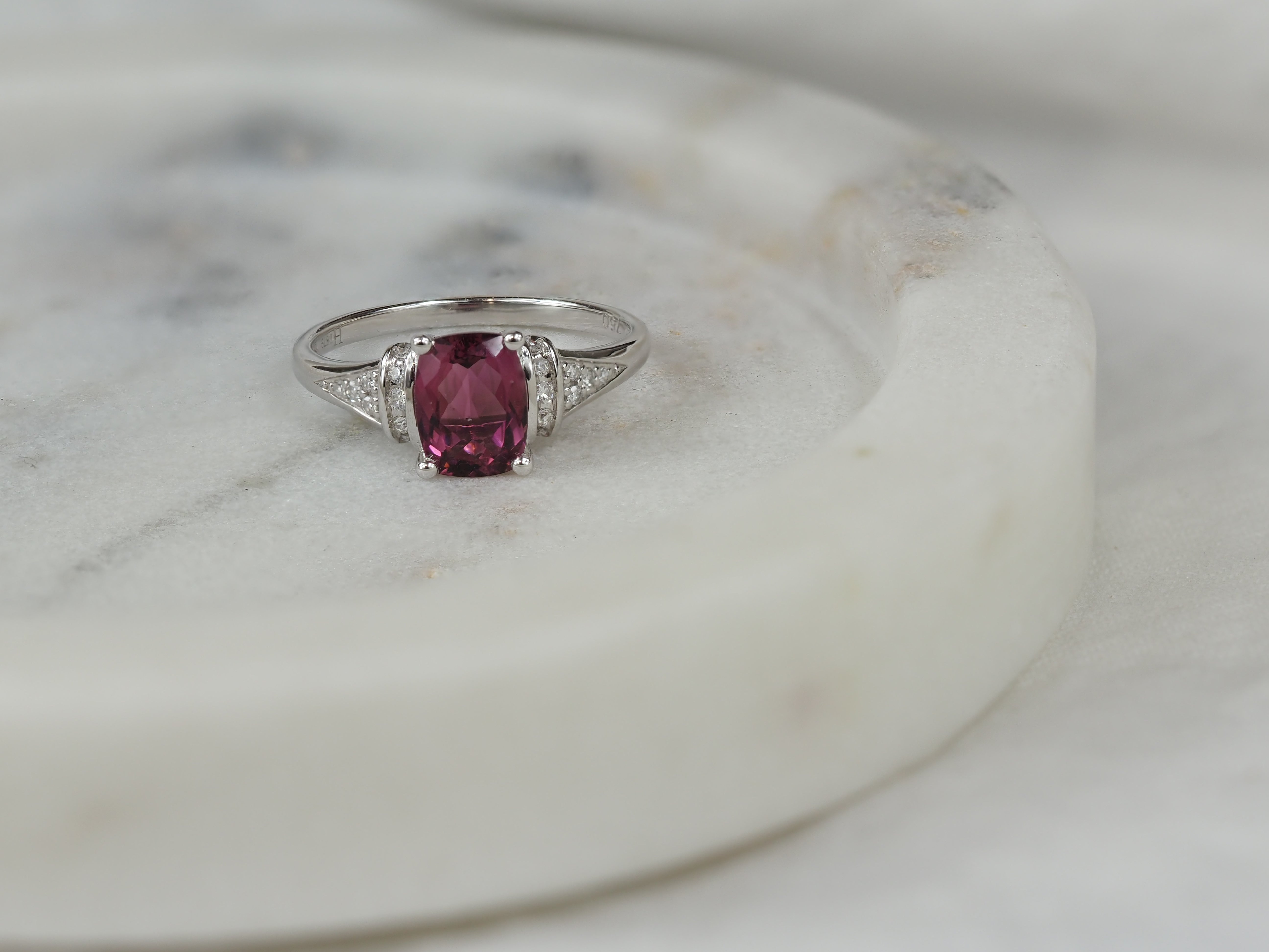 18ct White Gold Pink Tourmaline and Diamond Ring