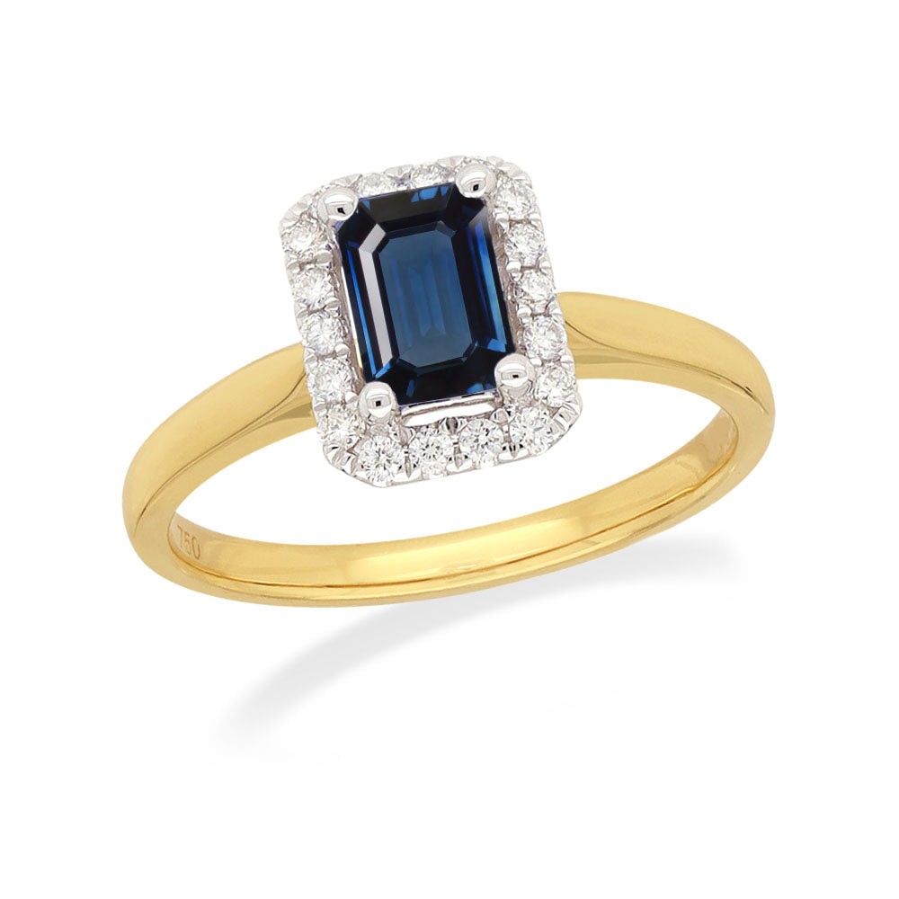 18ct Yellow and White Gold Sapphire and Diamond ring