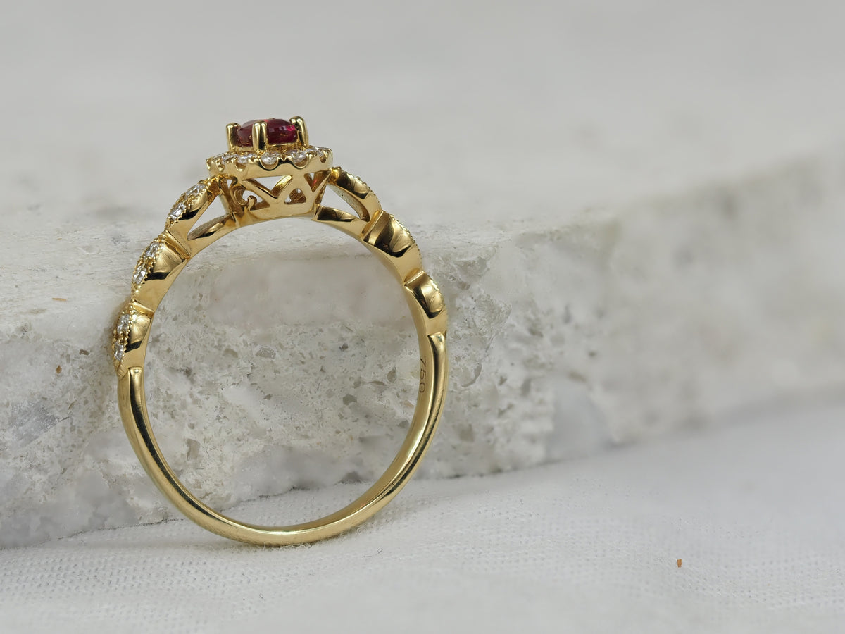 18ct Yellow Gold Ruby and Diamond ring