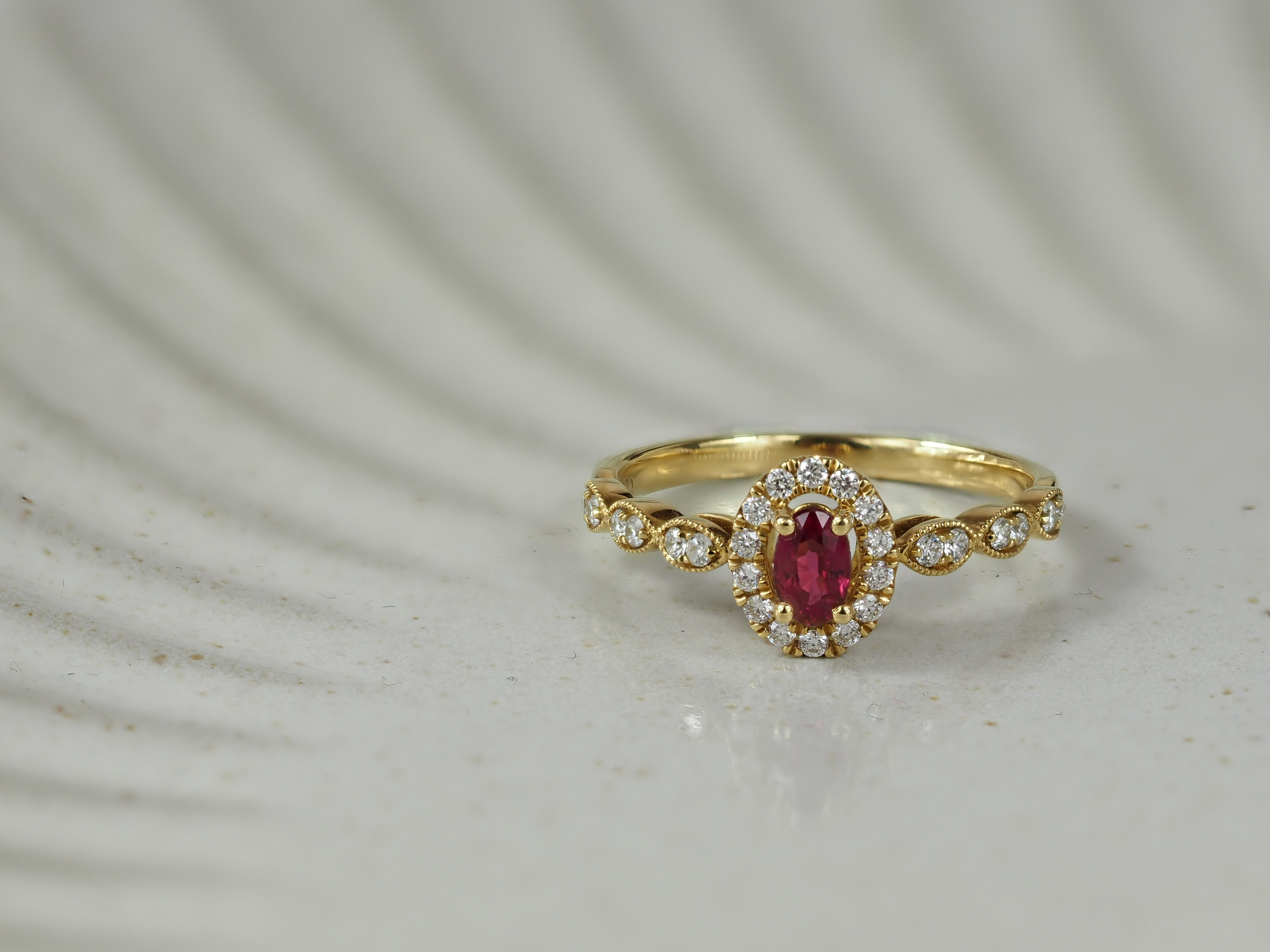 18ct Yellow Gold Ruby and Diamond ring