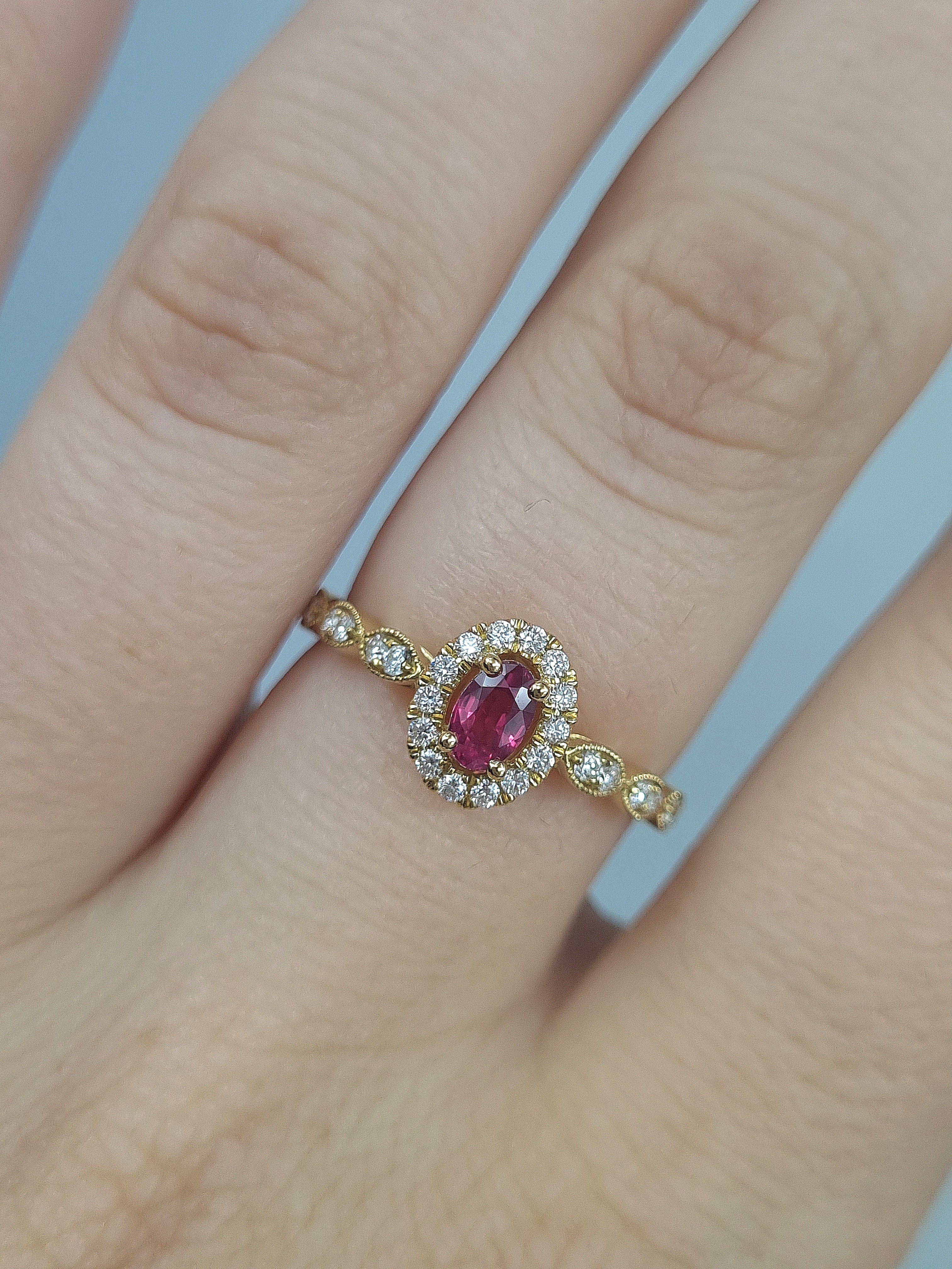 18ct Yellow Gold Ruby and Diamond ring