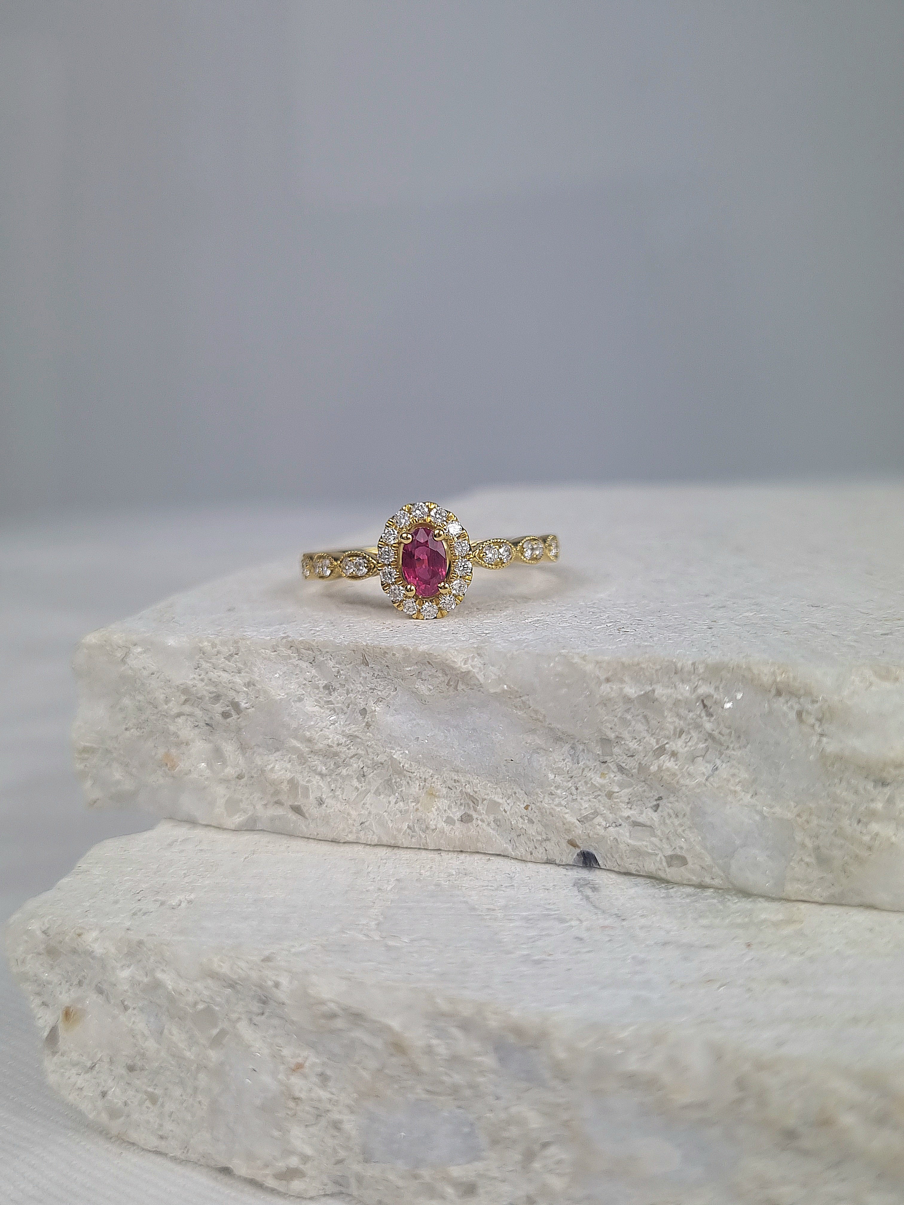18ct Yellow Gold Ruby and Diamond ring