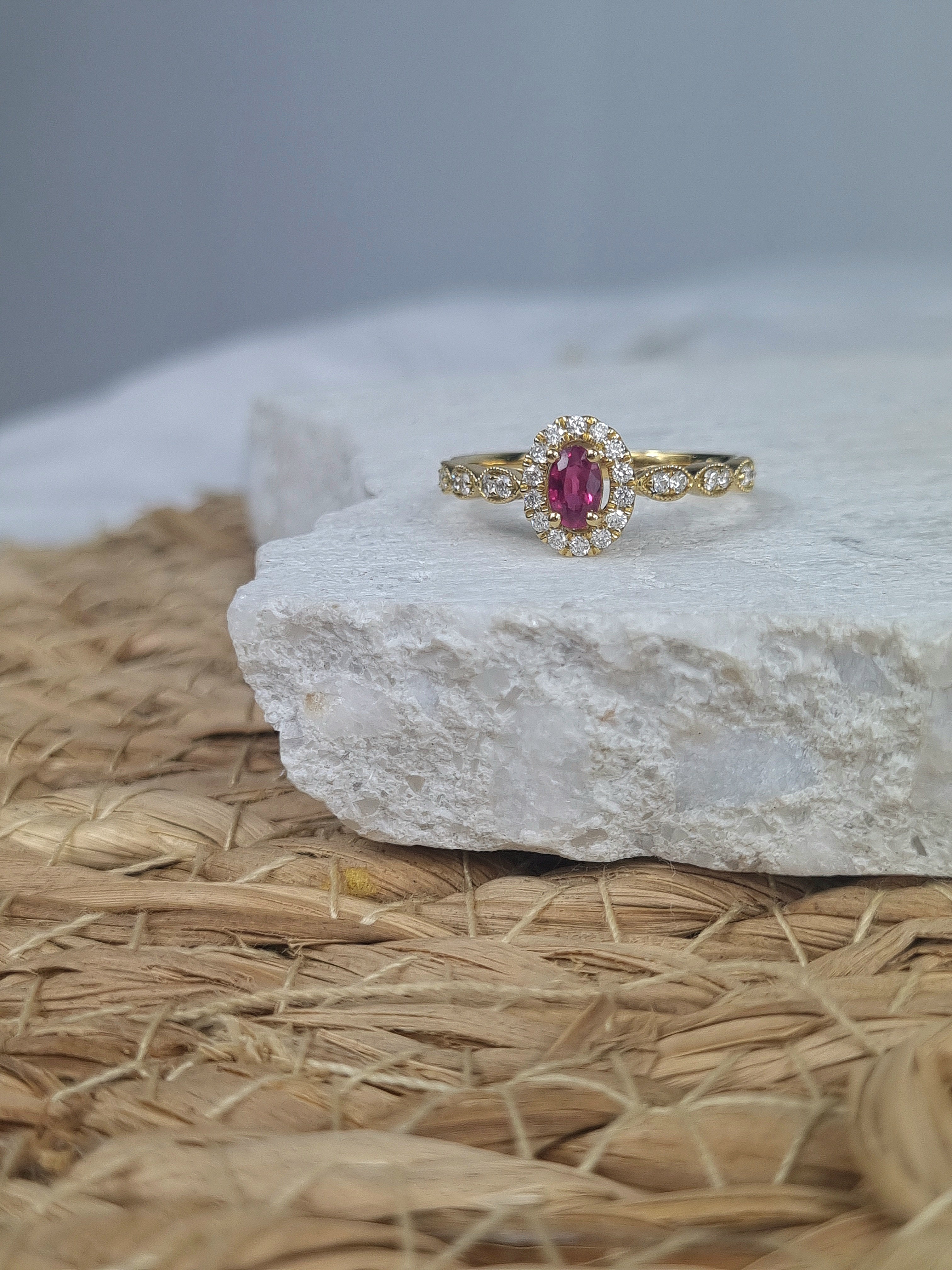 18ct Yellow Gold Ruby and Diamond ring