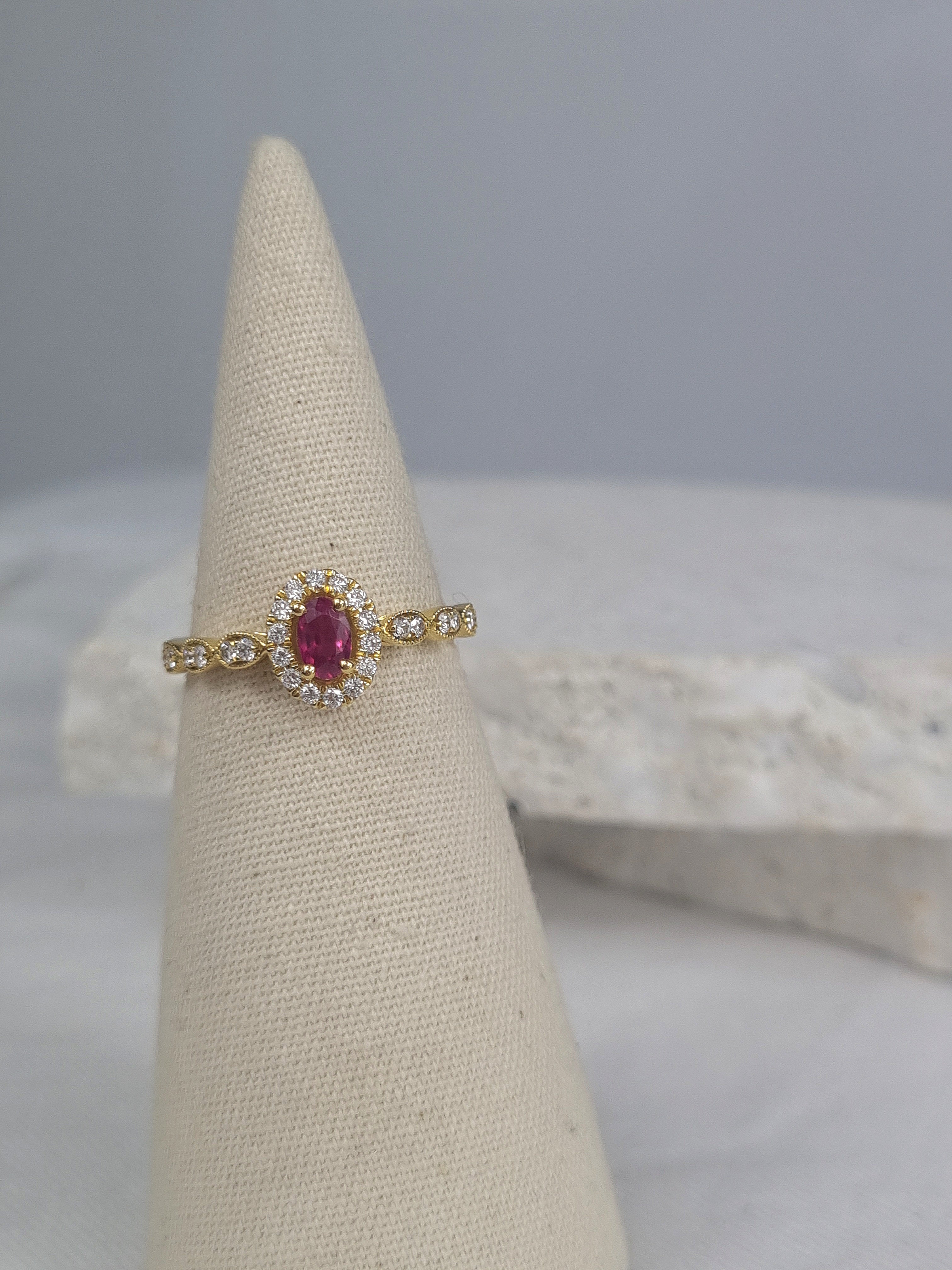 18ct Yellow Gold Ruby and Diamond ring