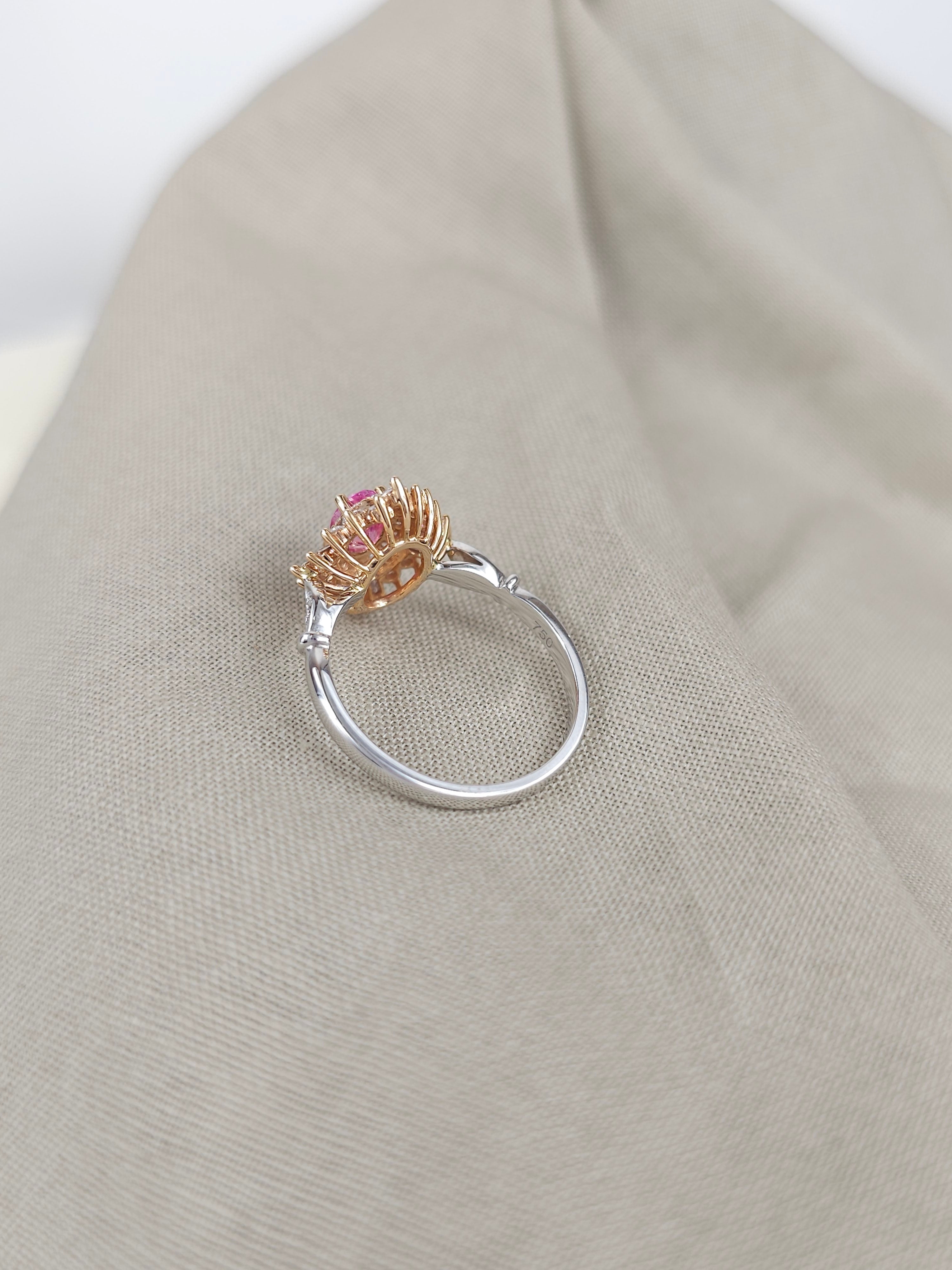18ct Rose and White Gold, Pink Sapphire and Diamond ring