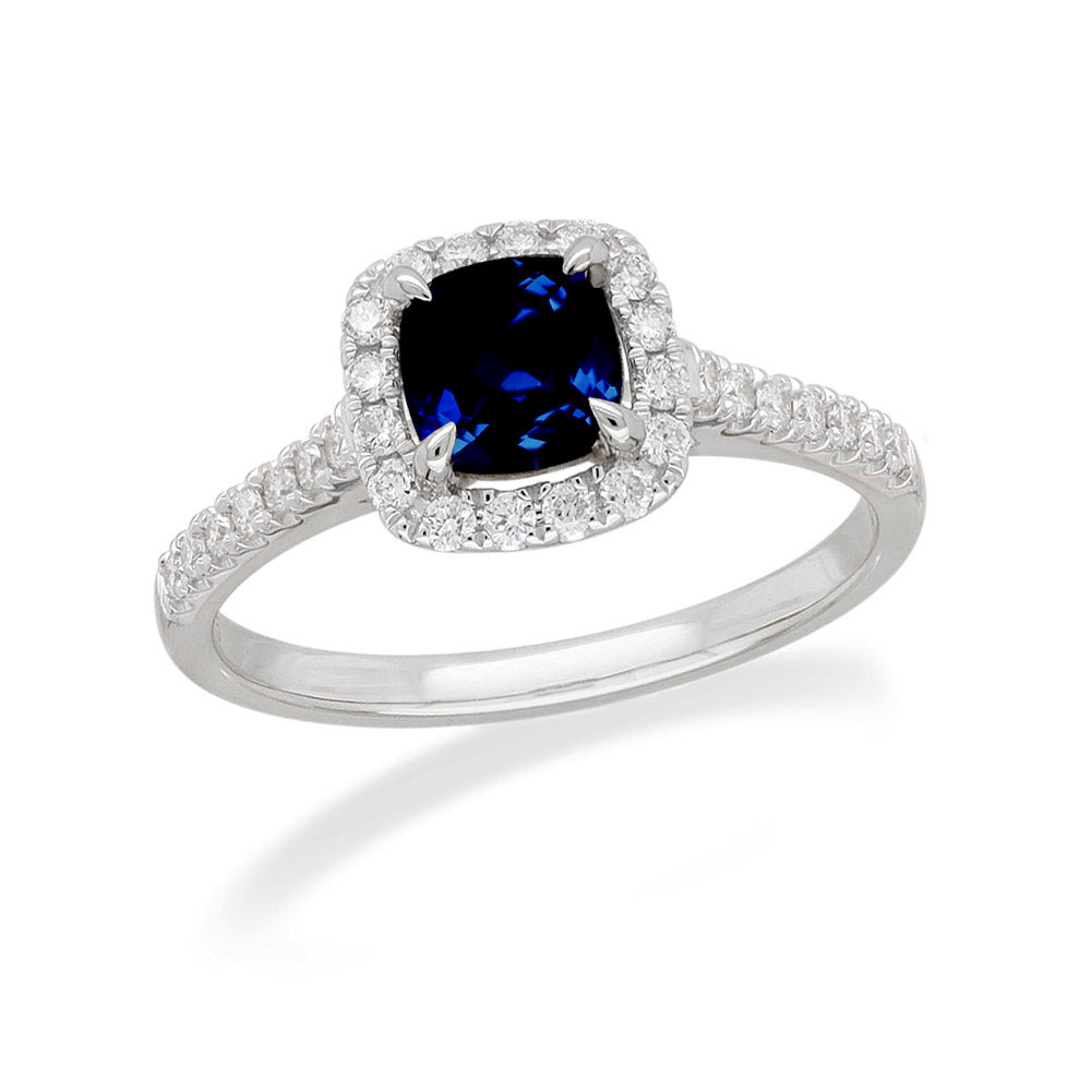 18ct White Gold Sapphire and Diamond ring, 0.56ct centre
