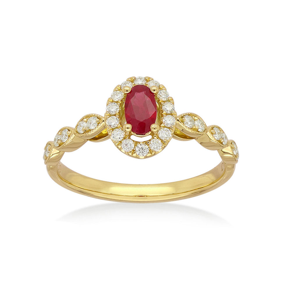 18ct Yellow Gold Ruby and Diamond ring