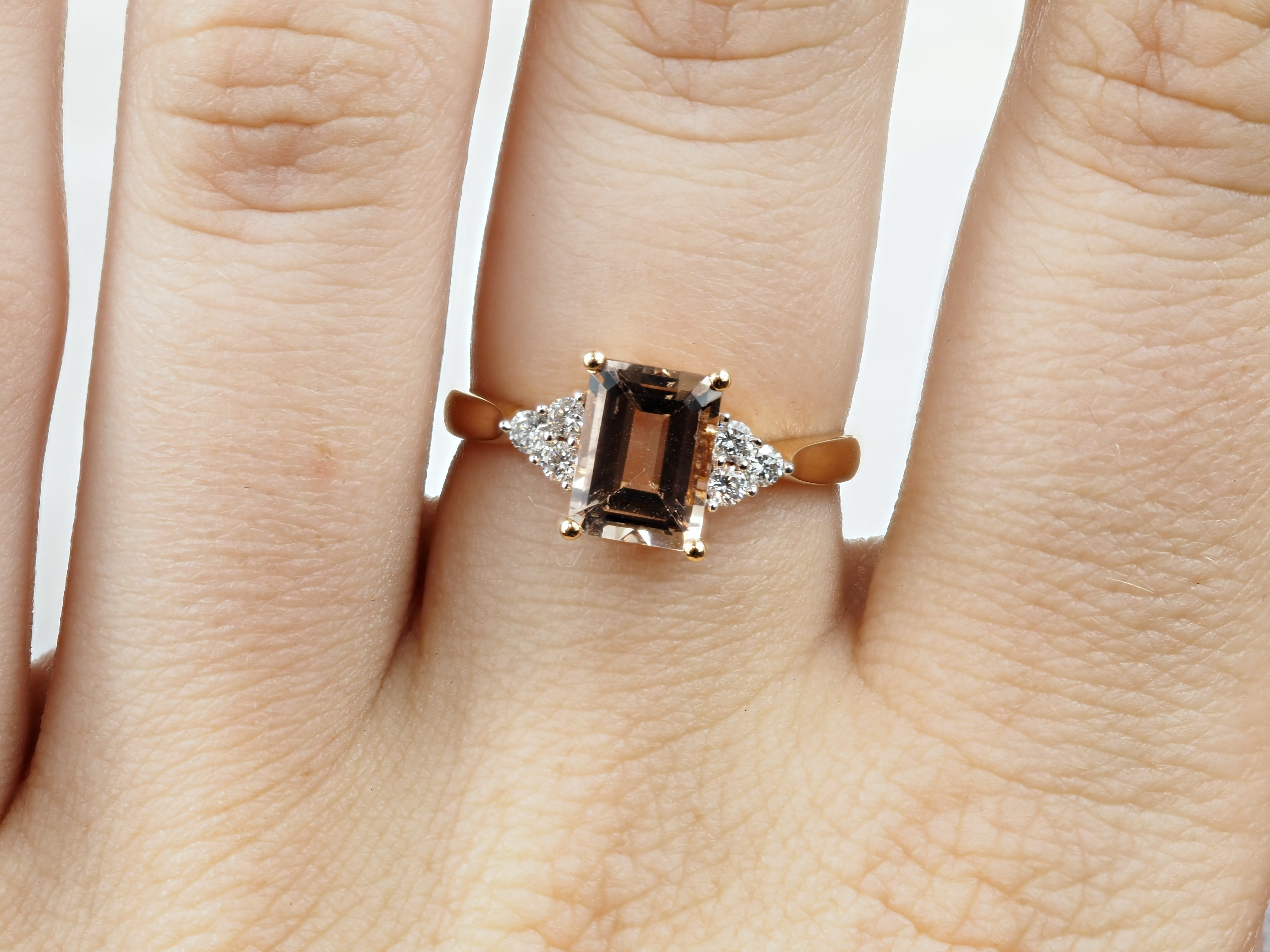 18ct Rose and White Gold Morganite and Diamond Ring