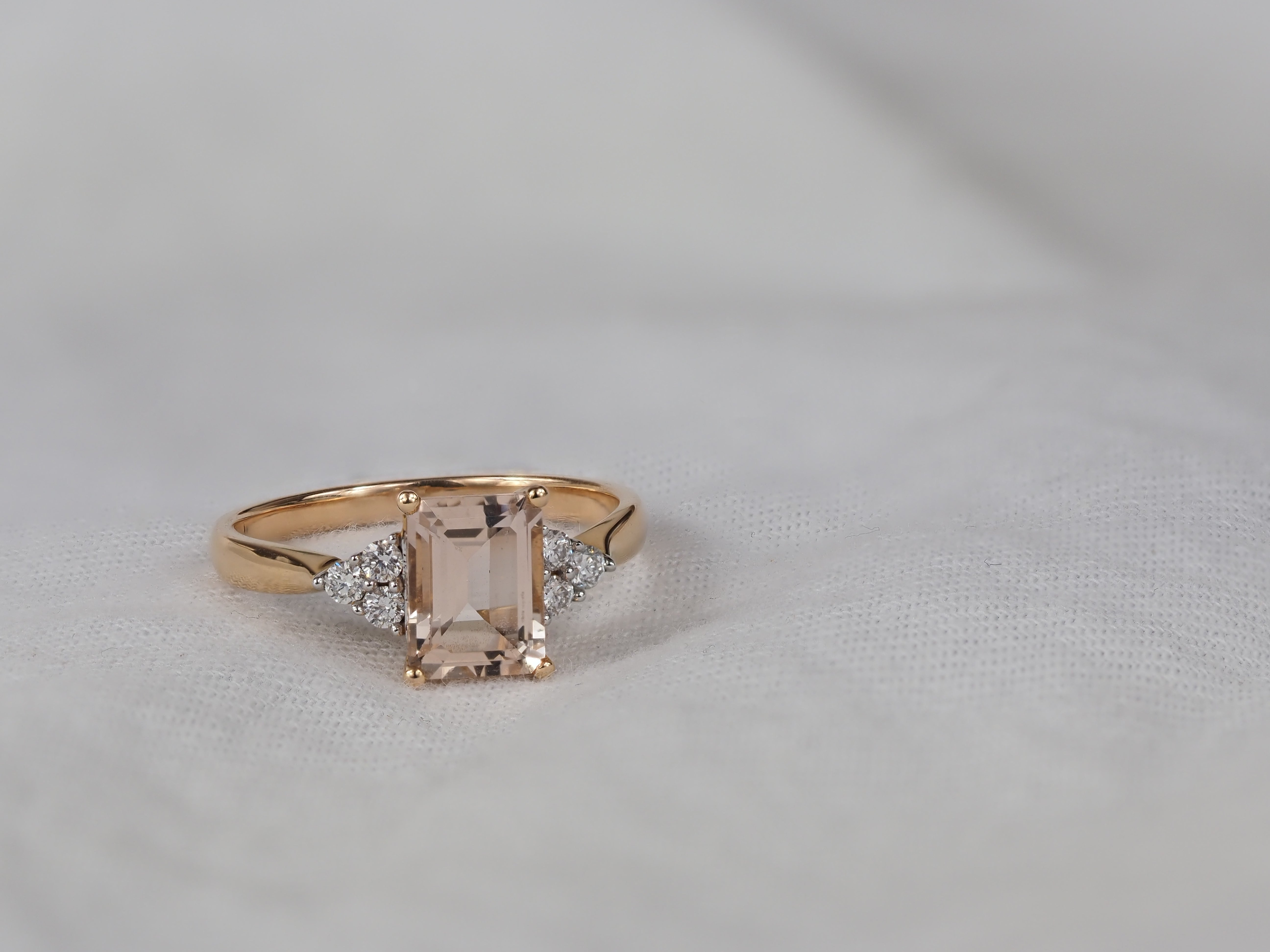18ct Rose and White Gold Morganite and Diamond Ring