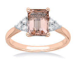 18ct Rose and White Gold Morganite and Diamond Ring