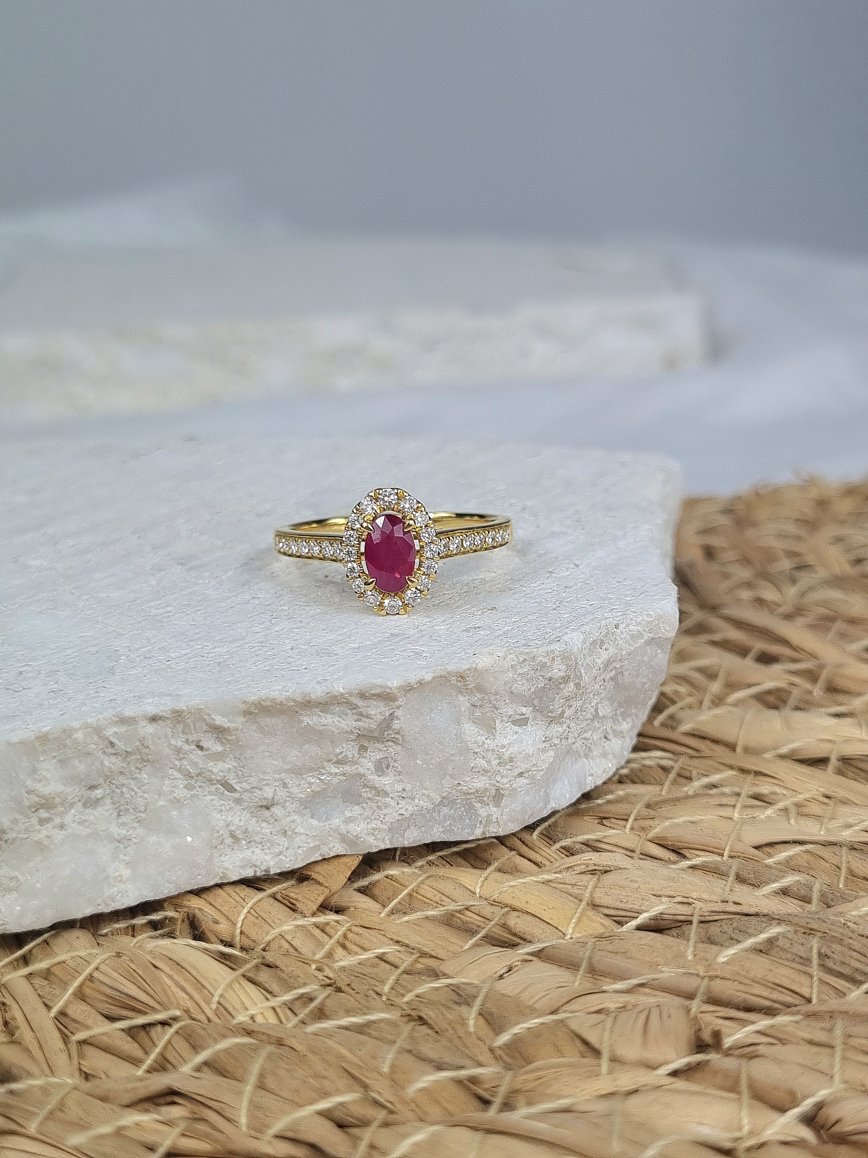18ct Yellow Gold Ruby and Diamond ring