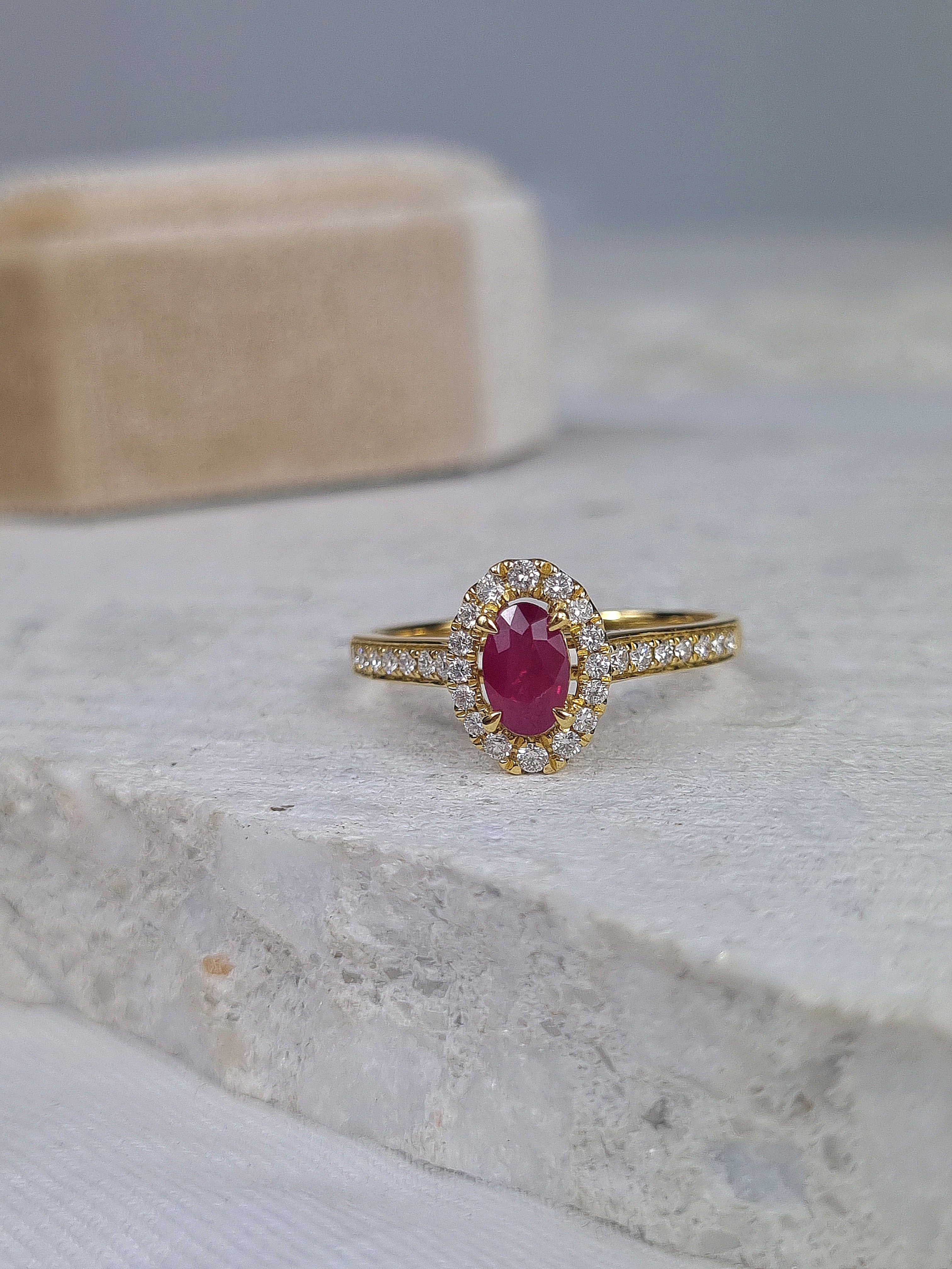 18ct Yellow Gold Ruby and Diamond ring