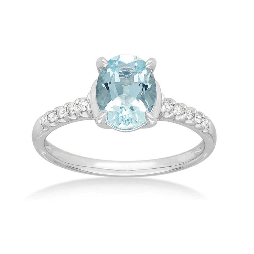 18ct White Gold Aquamarine and Diamond dress ring