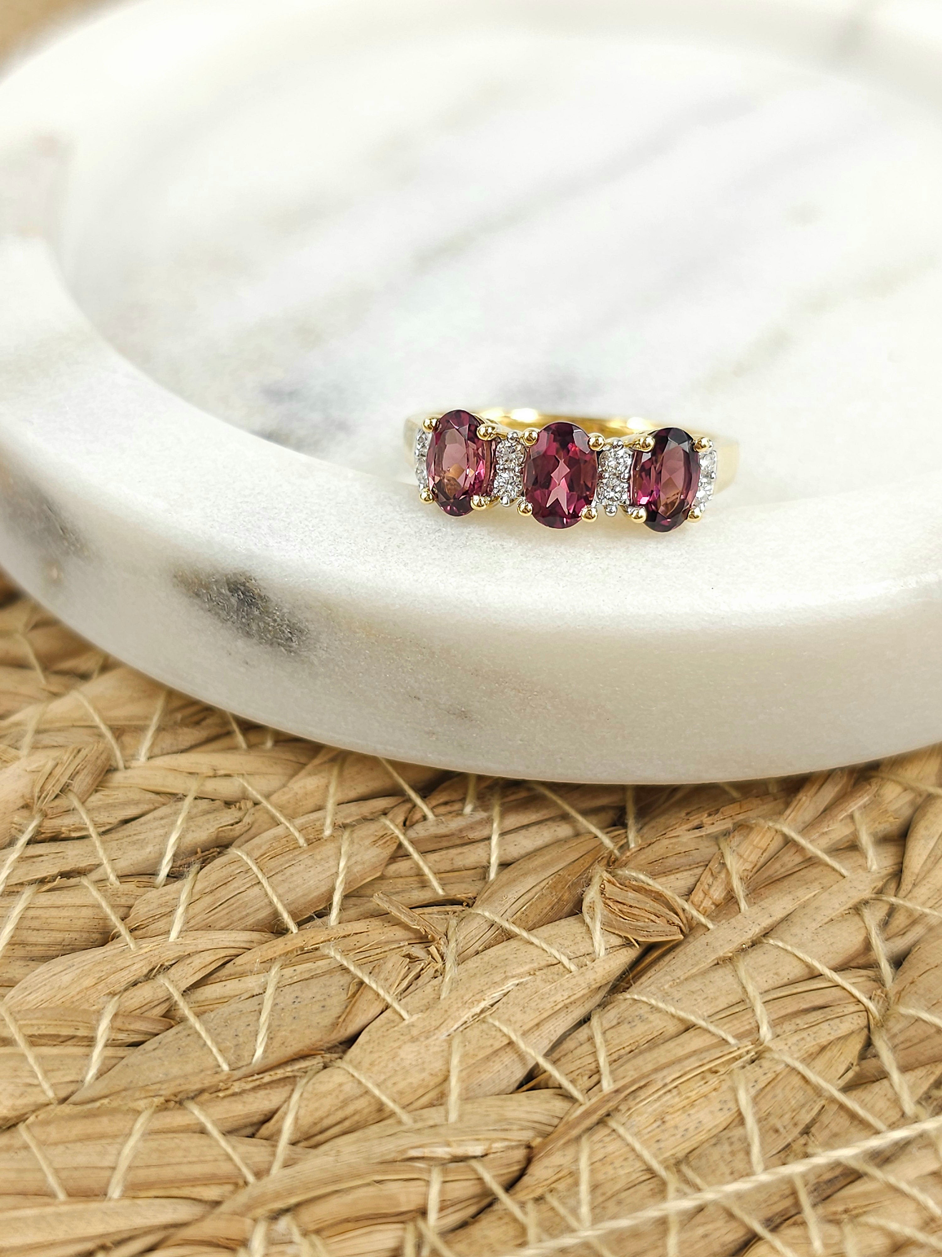 18ct Yellow Gold, Pink Tourmaline and Diamond ring