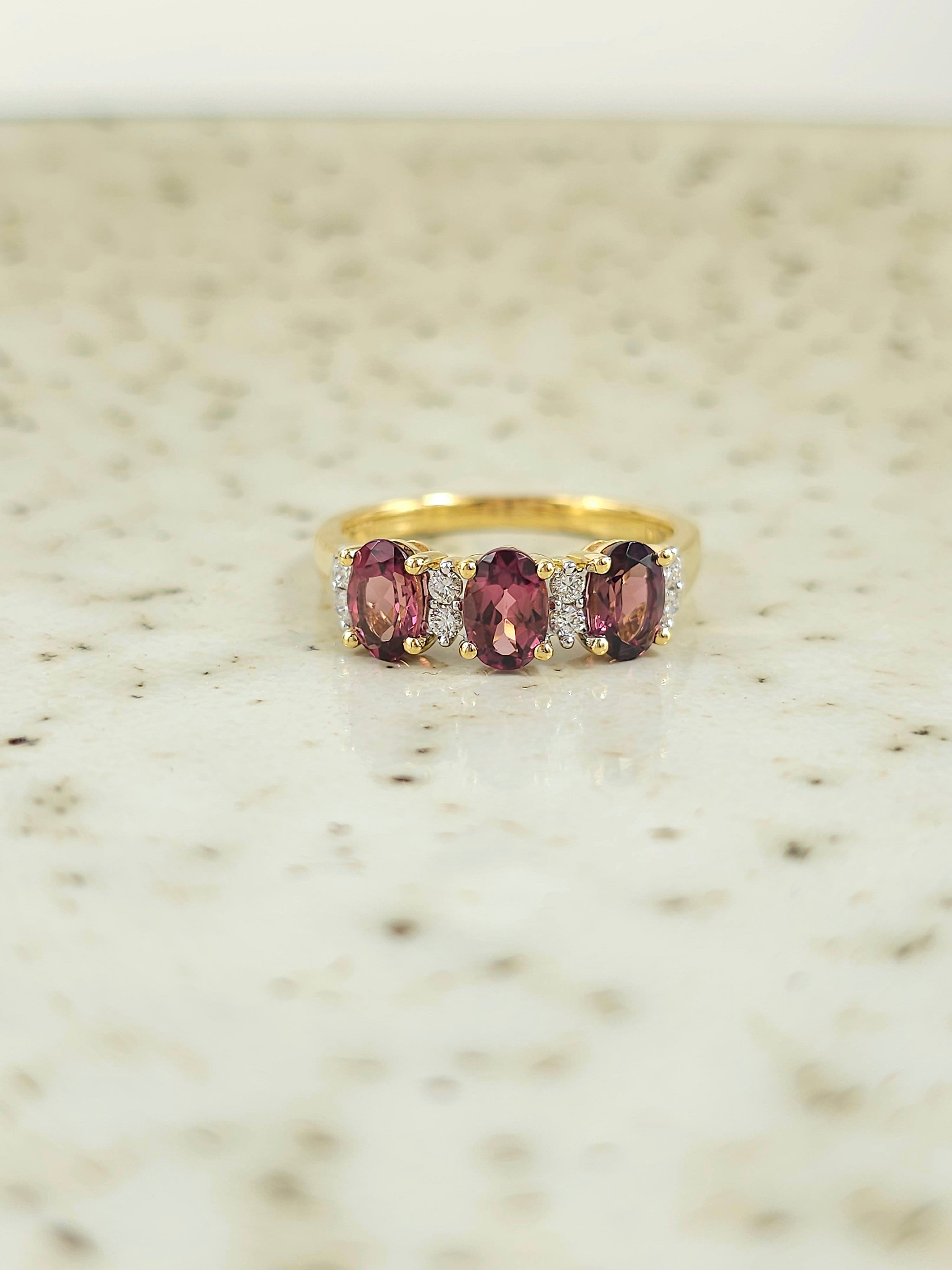 18ct Yellow Gold, Pink Tourmaline and Diamond ring