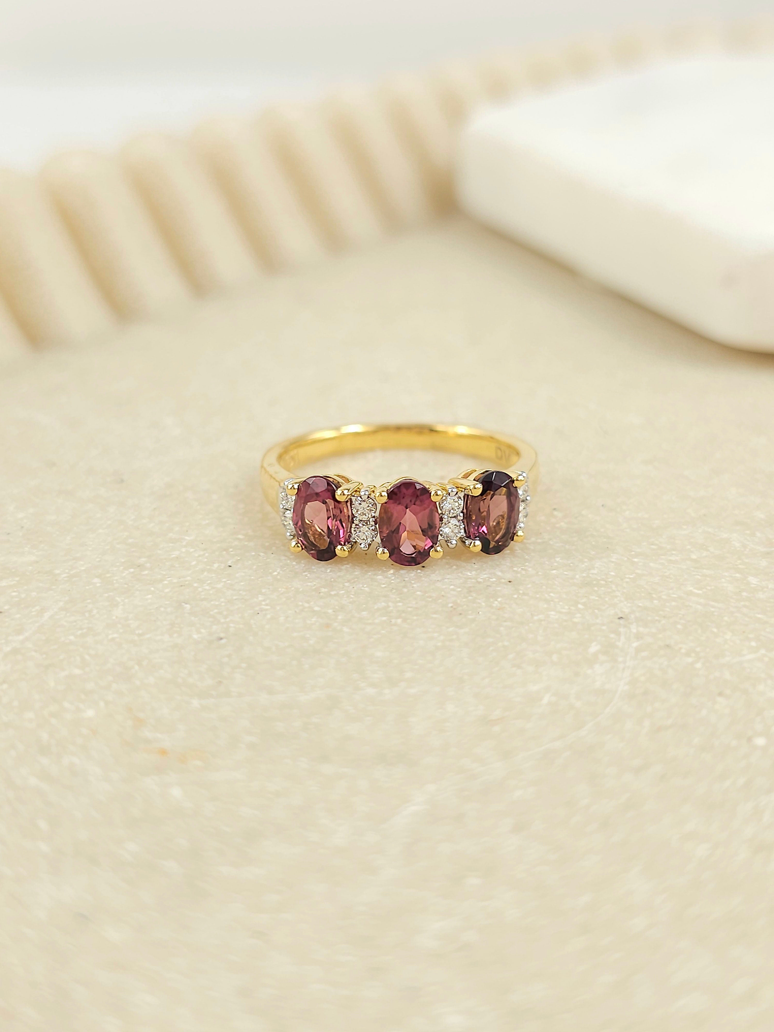 18ct Yellow Gold, Pink Tourmaline and Diamond ring