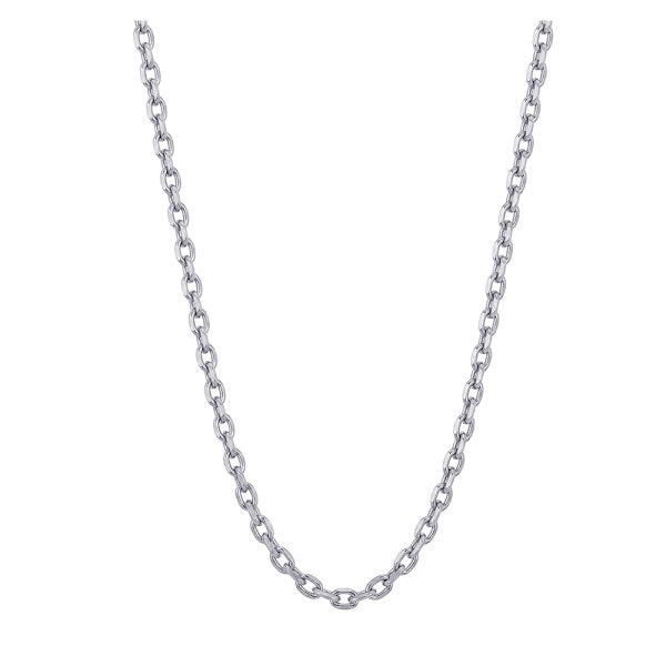 Sterling Silver Diamond Cut Cable Chain, 40cm