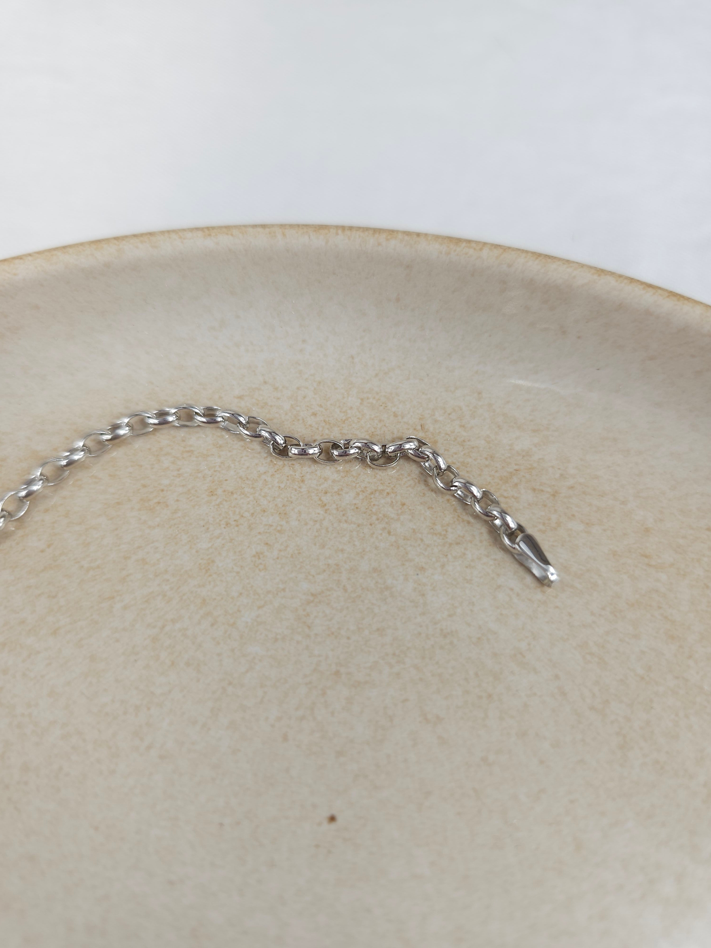 9ct White Gold 3.2mm Oval Belcher Bracelet