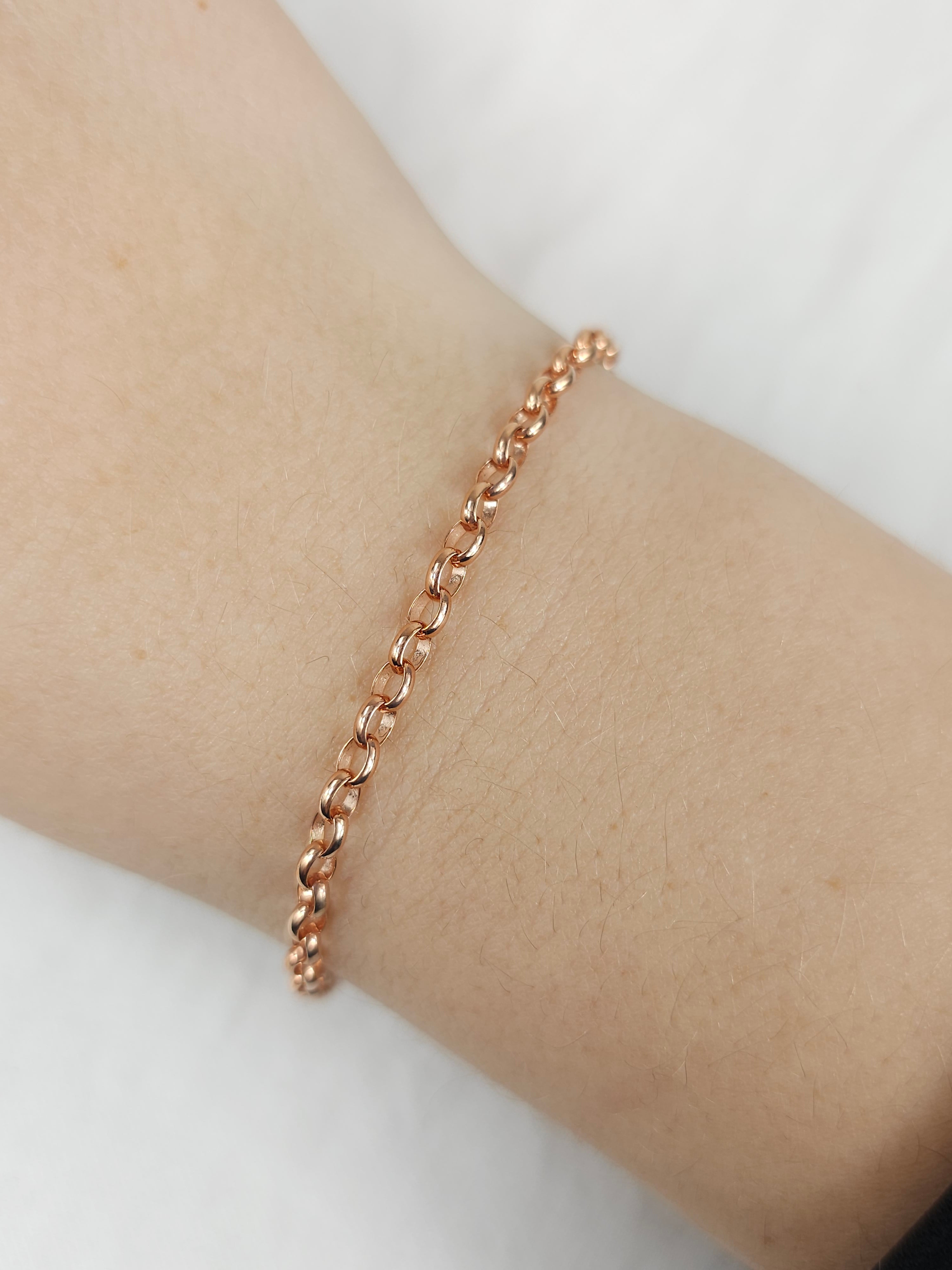 9ct Rose Gold 3.2mm Oval Belcher Bracelet