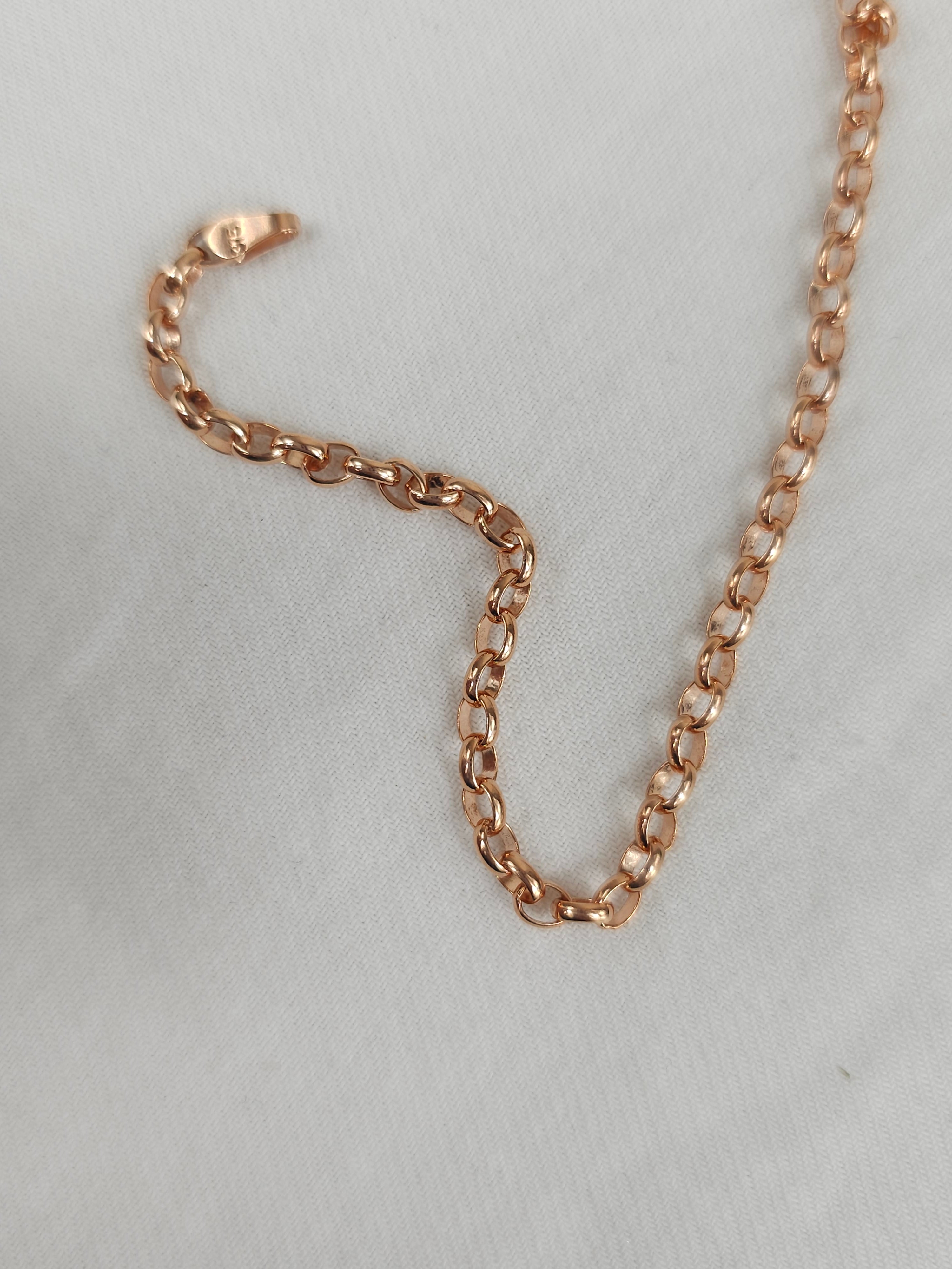 9ct Rose Gold 3.2mm Oval Belcher Bracelet