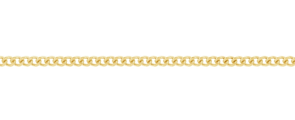 9ct Yellow Gold Diamond Cut Curb Chain, 1.8mm, 45cm