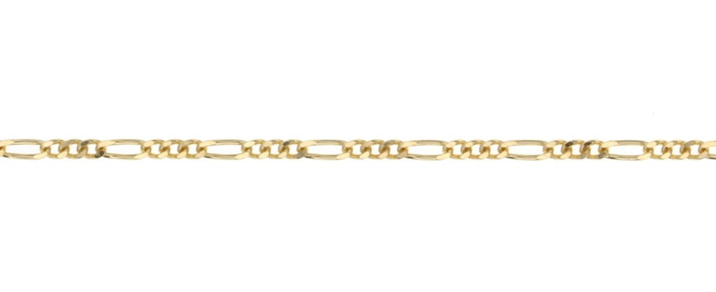 9ct Yellow Gold Diamond Cut Figaro Chain, 45cm