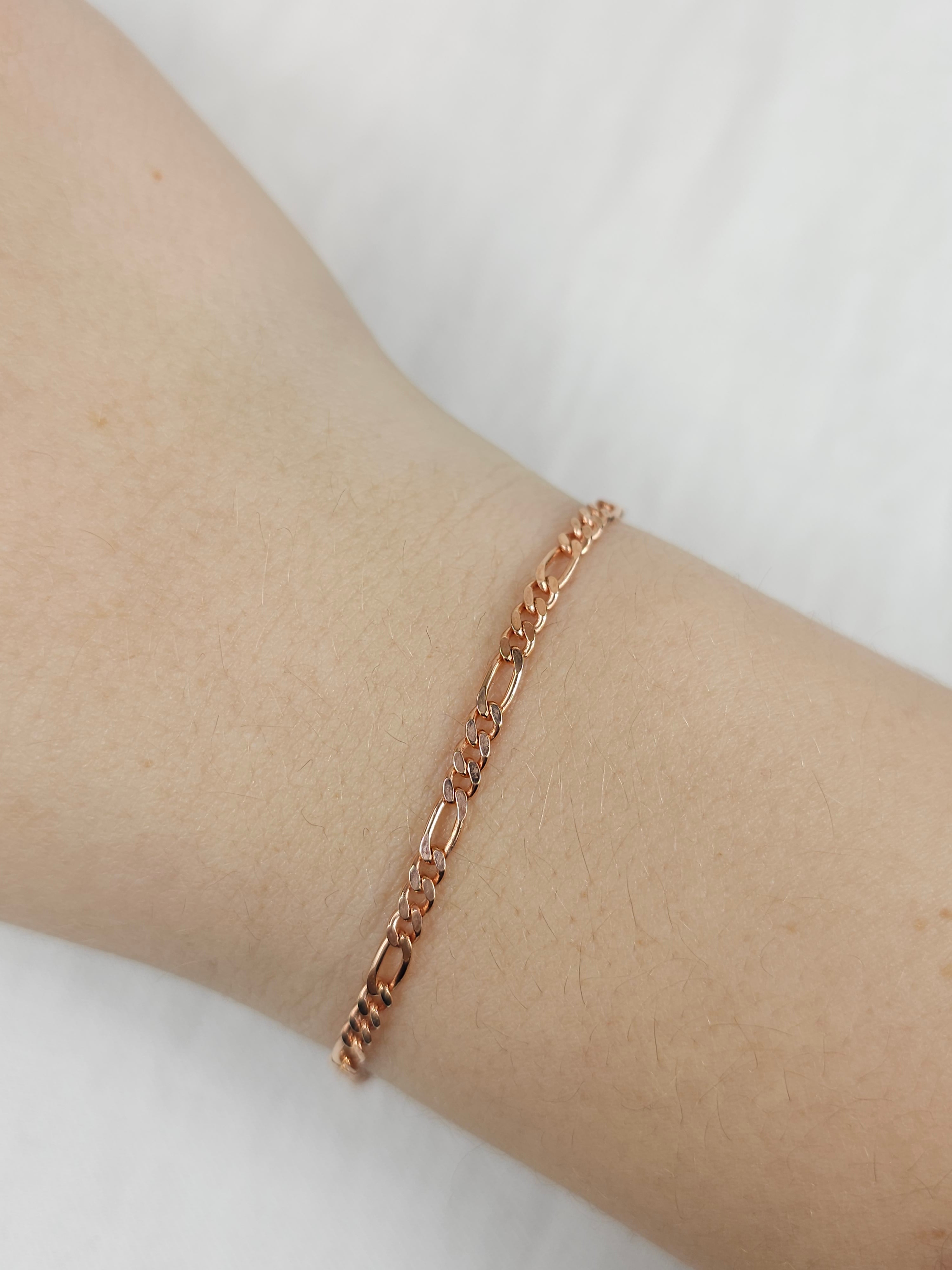 9ct Rose Gold Diamond cut Figaro Bracelet