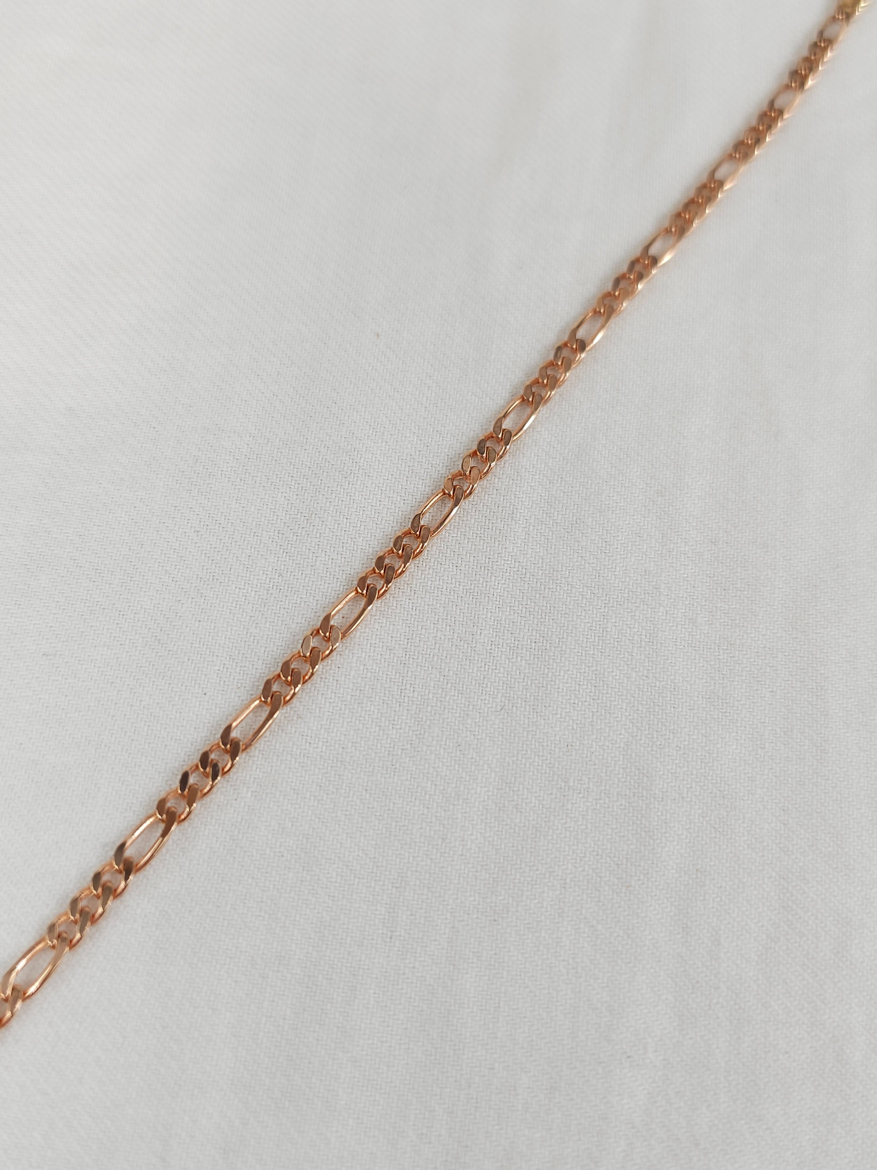 9ct Rose Gold Diamond cut Figaro Bracelet