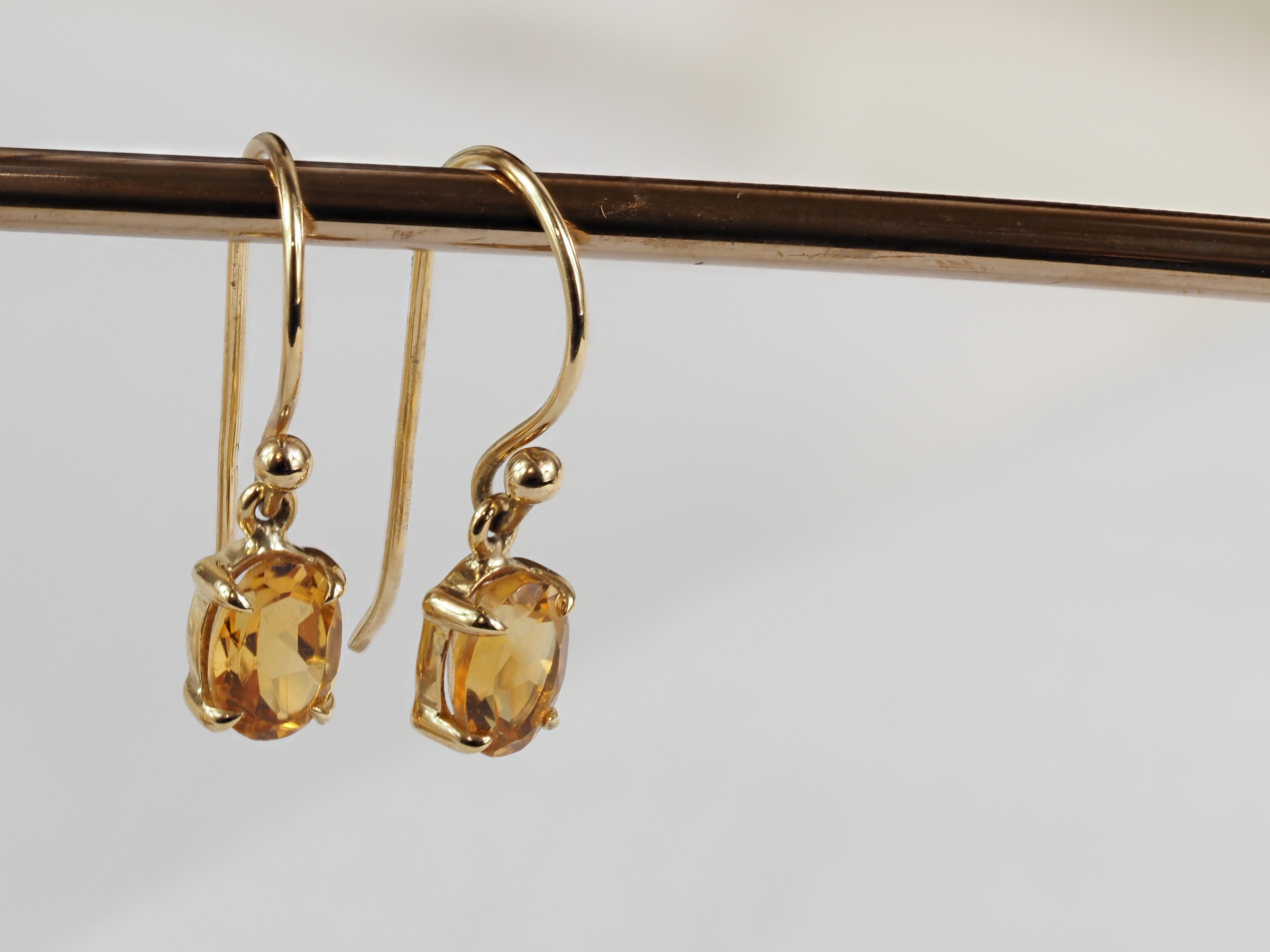 9ct Yellow Gold Citrine Shepard Hook Earrings