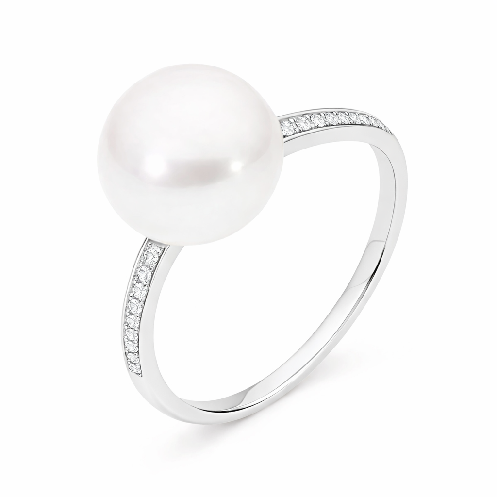 Autore 18ct White Gold South Sea Pearl and Diamond Ring, 10mm