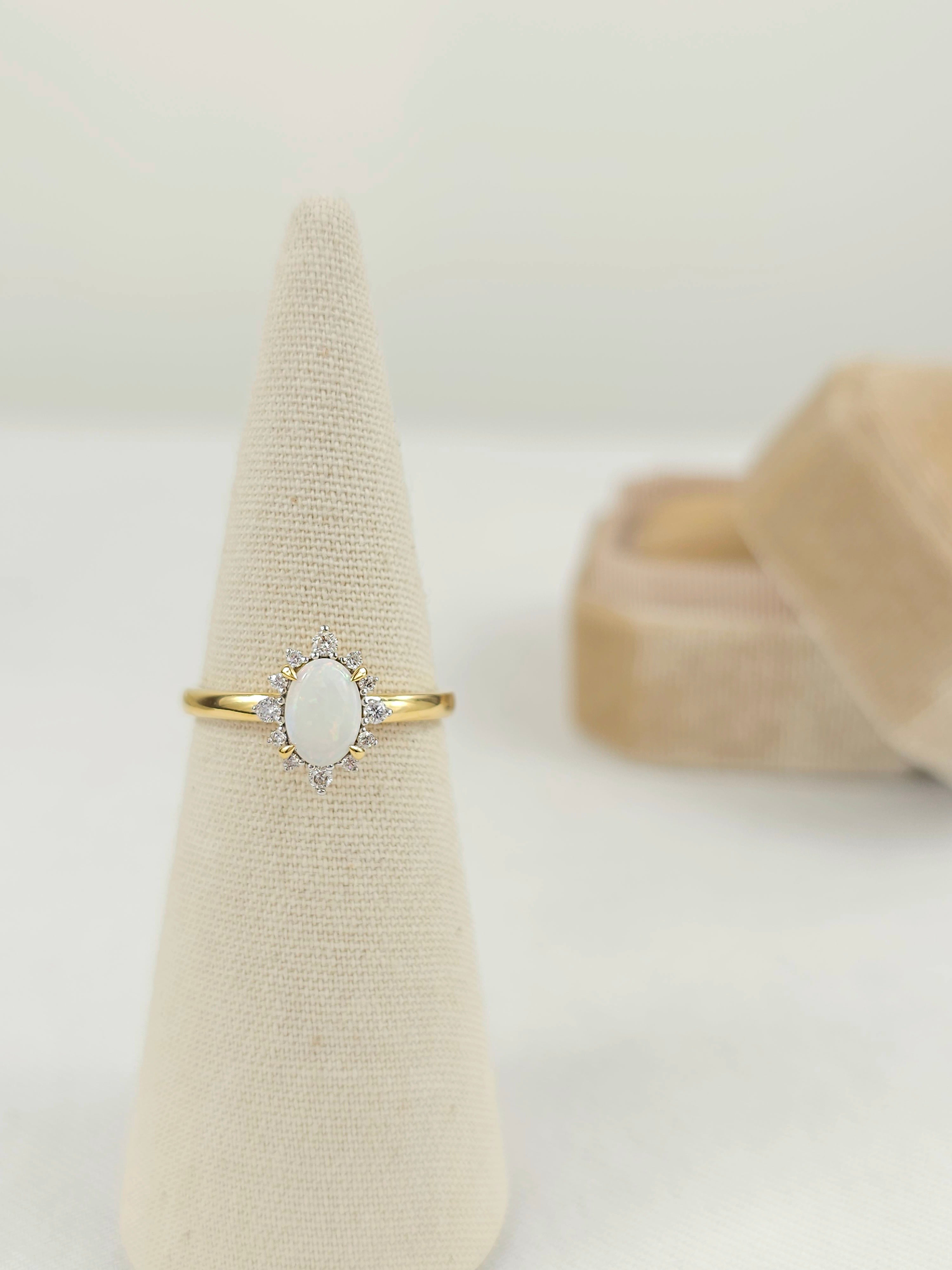 18ct Yellow and White Gold Opal and Diamond ring