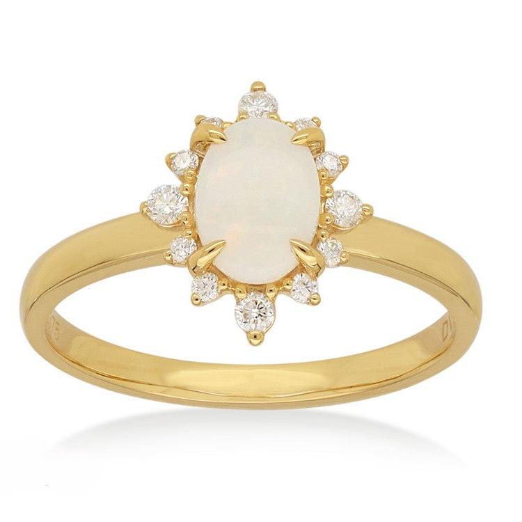 18ct Yellow and White Gold Opal and Diamond ring
