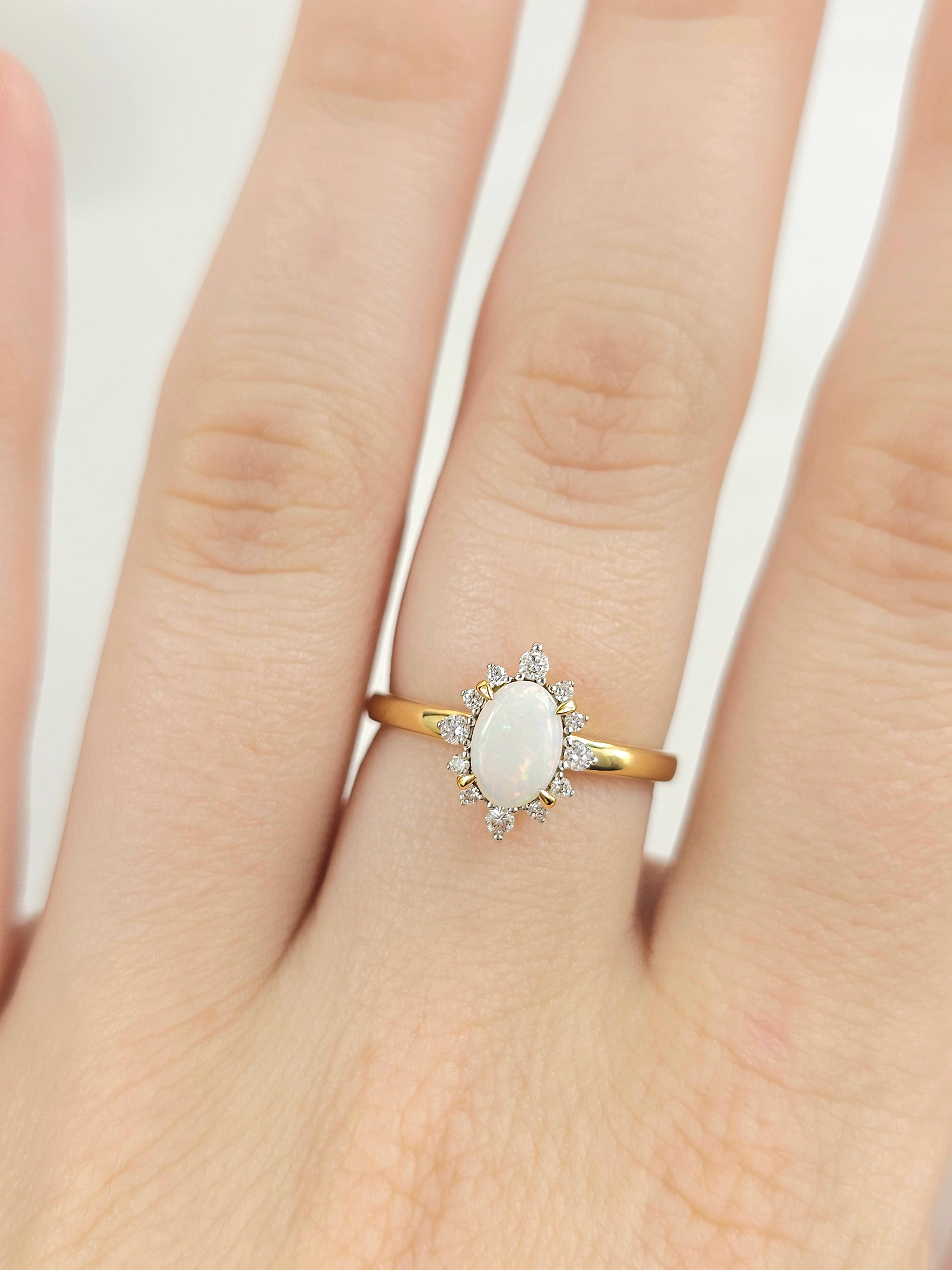 18ct Yellow and White Gold Opal and Diamond ring